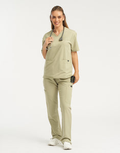 Essential V Neck Scrub Top - Matcha