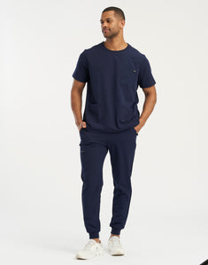 Essential Crewneck Scrub Top - True Navy