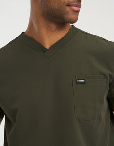 Essential V Neck Scrub Top - Khaki Green