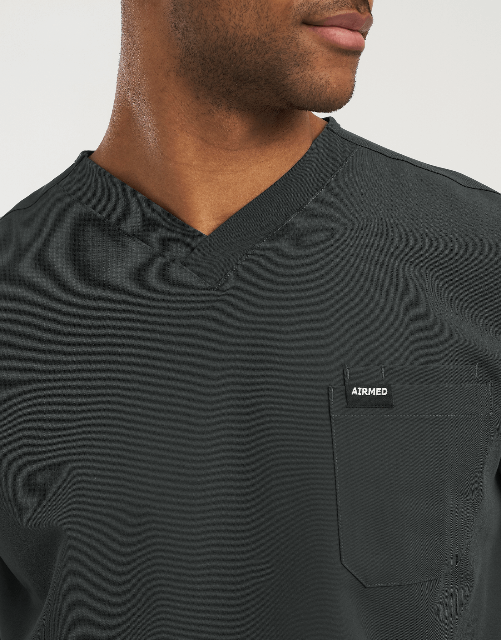 Essential V Neck Scrub Top - Asphalt