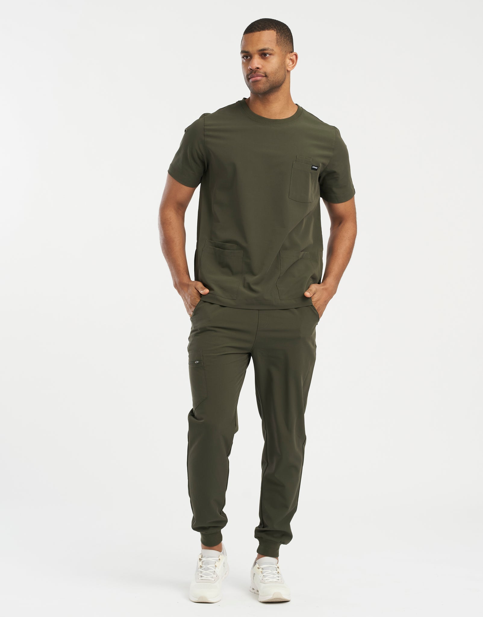 Essential Crewneck Scrub Top - Khaki Green