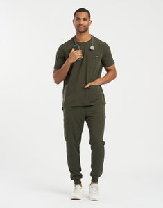 Essential Crewneck Scrub Top - Khaki Green