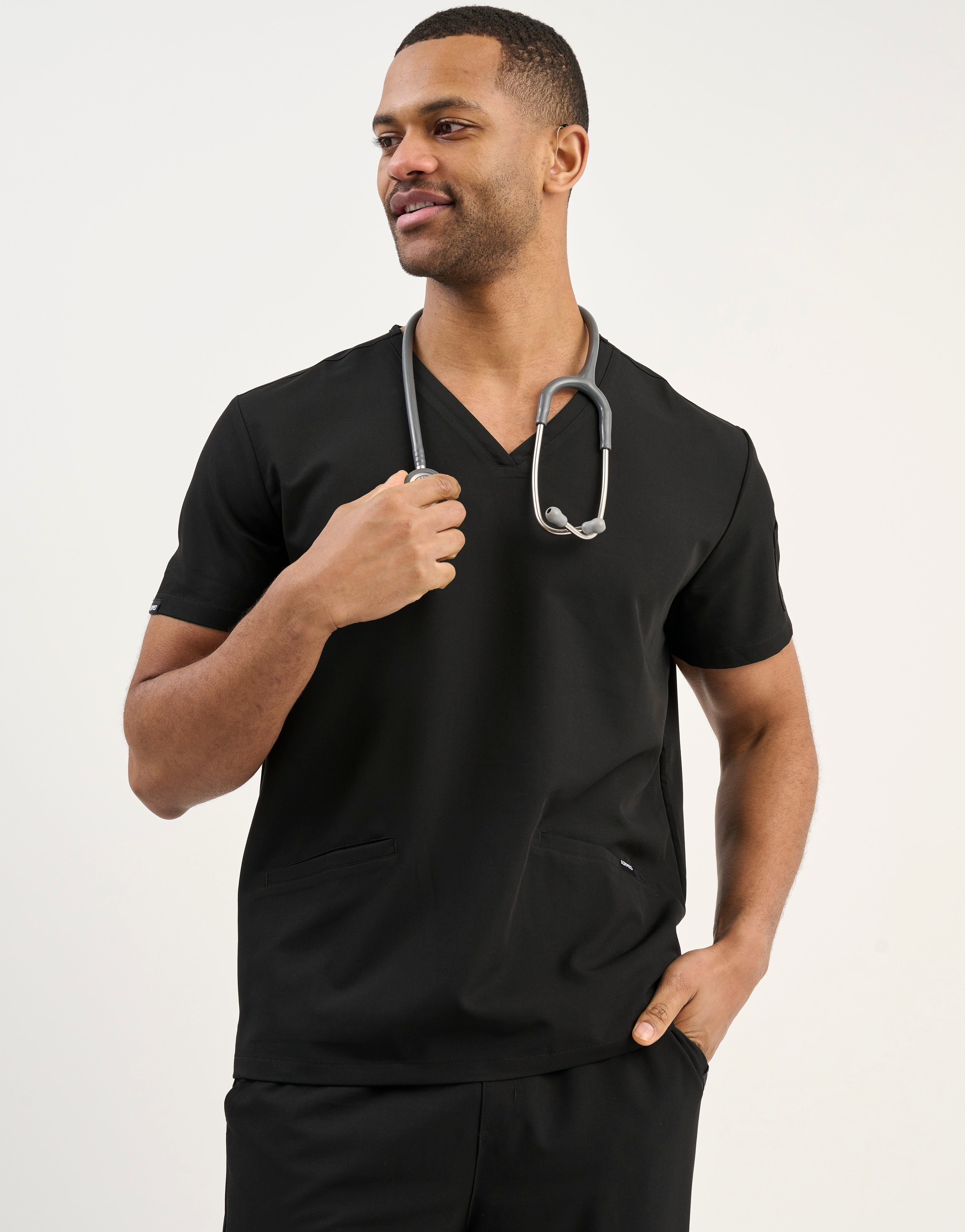 Aspire V Neck Scrub Top - Black