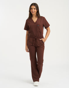 Essential Flare Scrub Pants - Cocoa