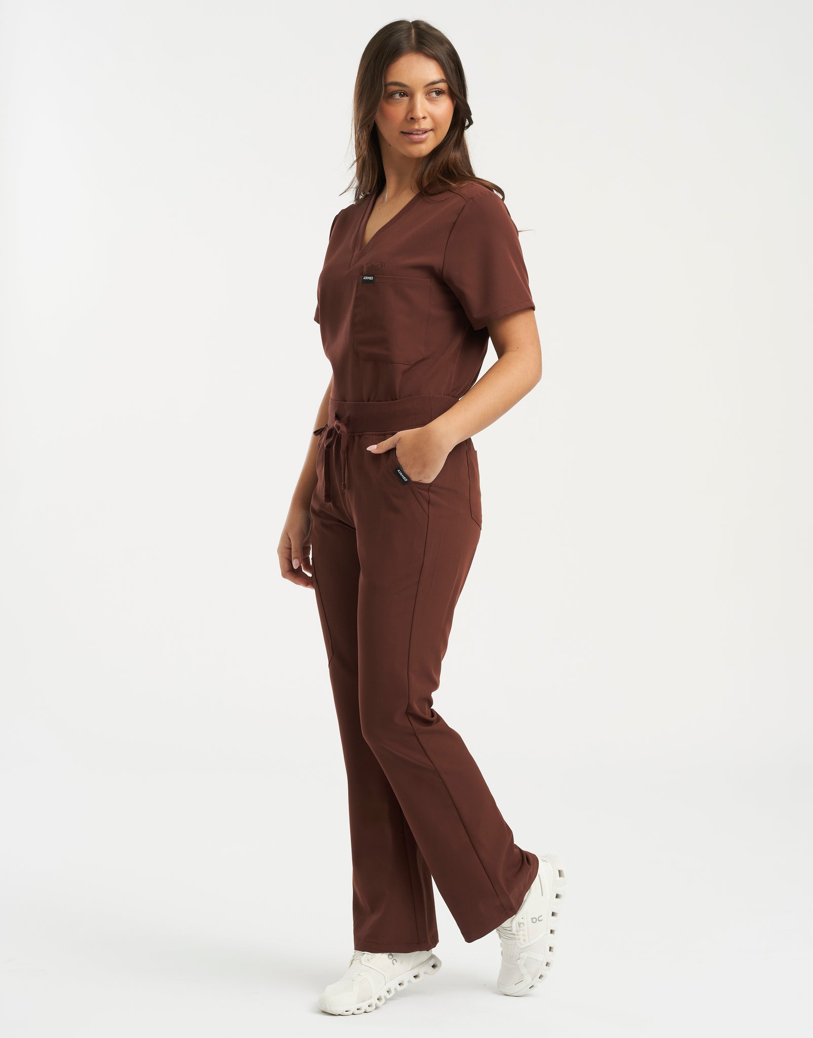 Essential Flare Scrub Pants - Cocoa