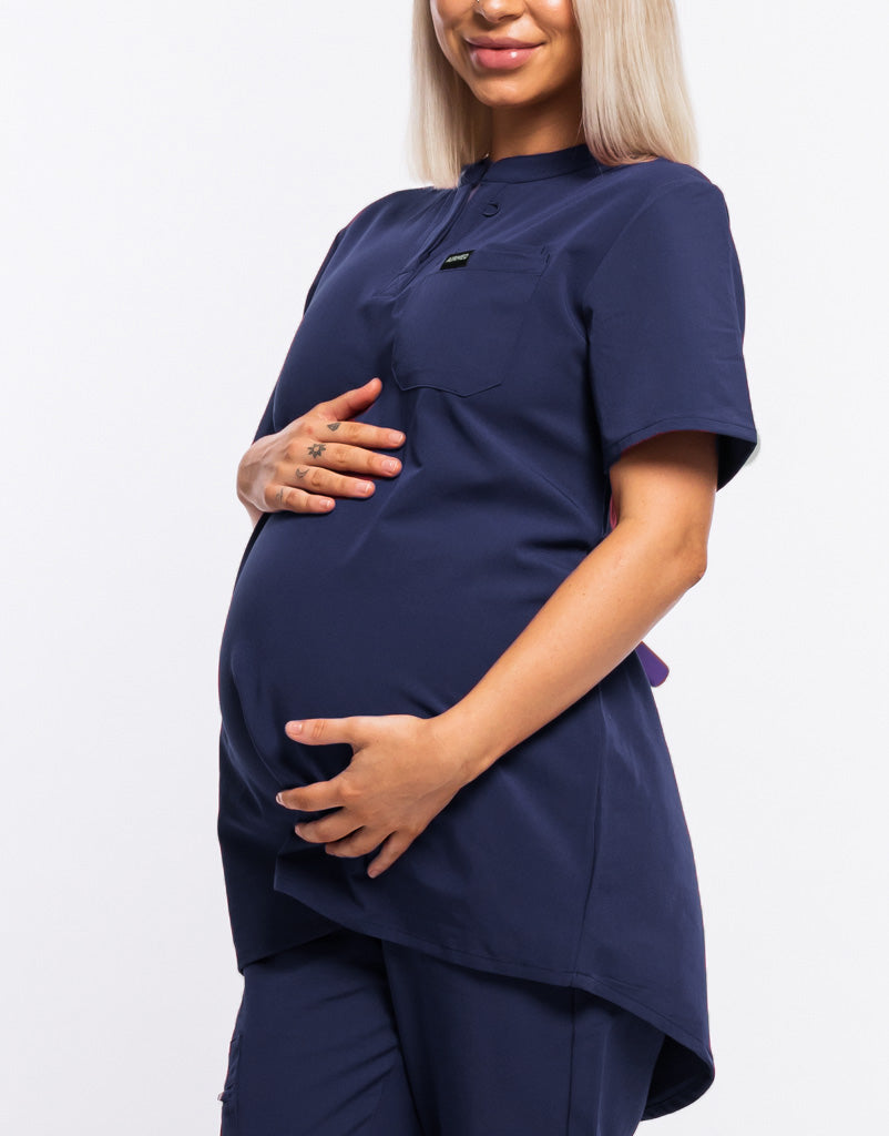 Essential Maternity Scrub Top - True Navy