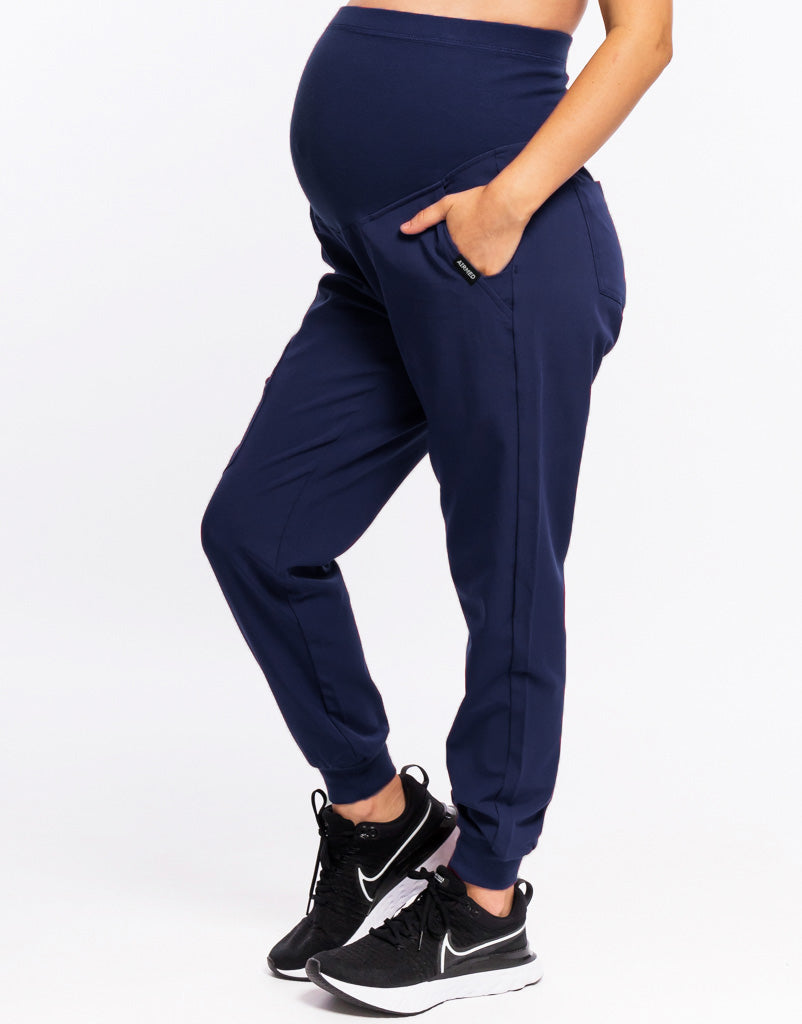 Essential Maternity Jogger Scrub Pants - True Navy