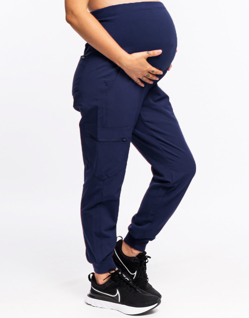 Essential Maternity Jogger Scrub Pants - True Navy