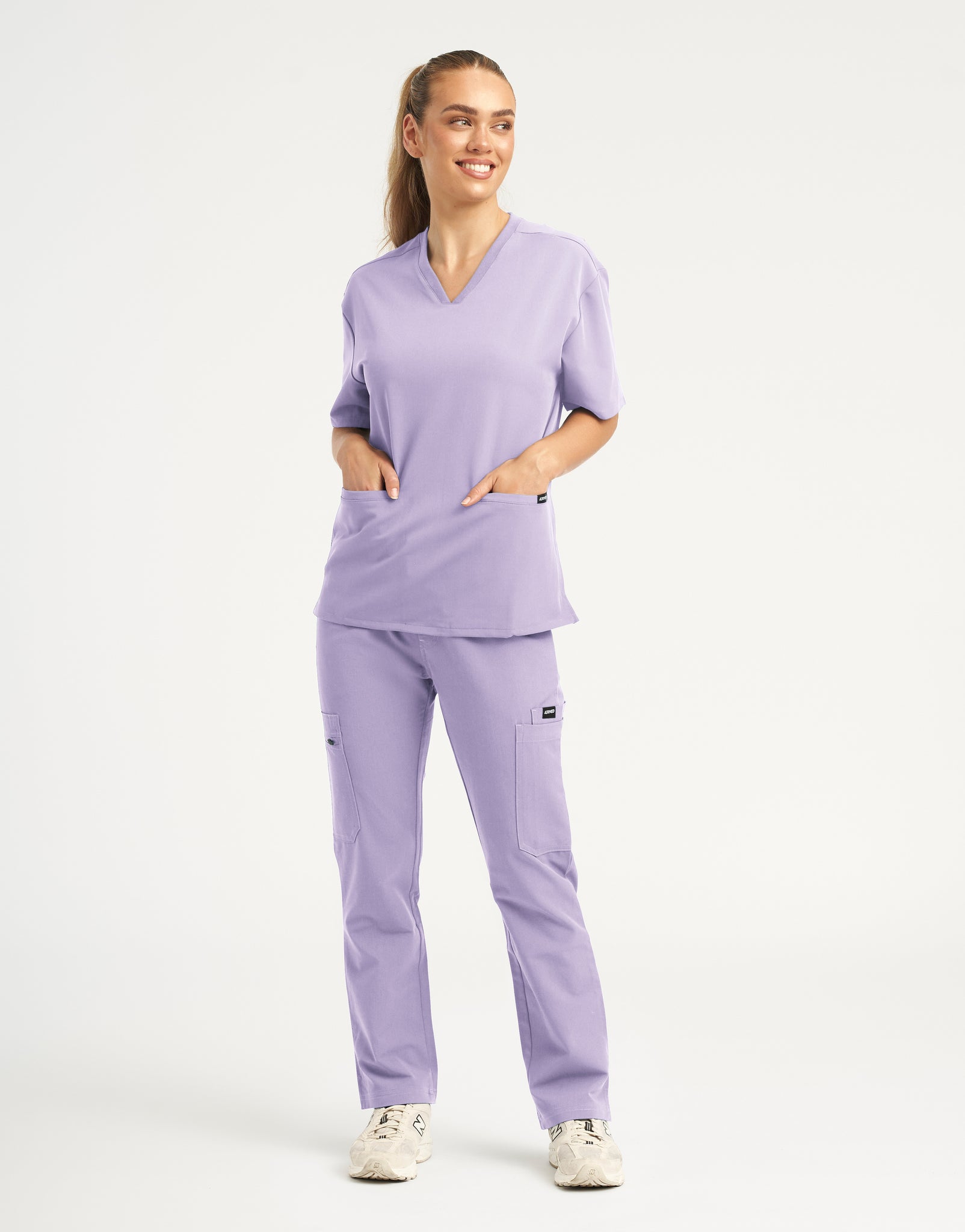 Essential V Neck Scrub Top - Pastel Lilac