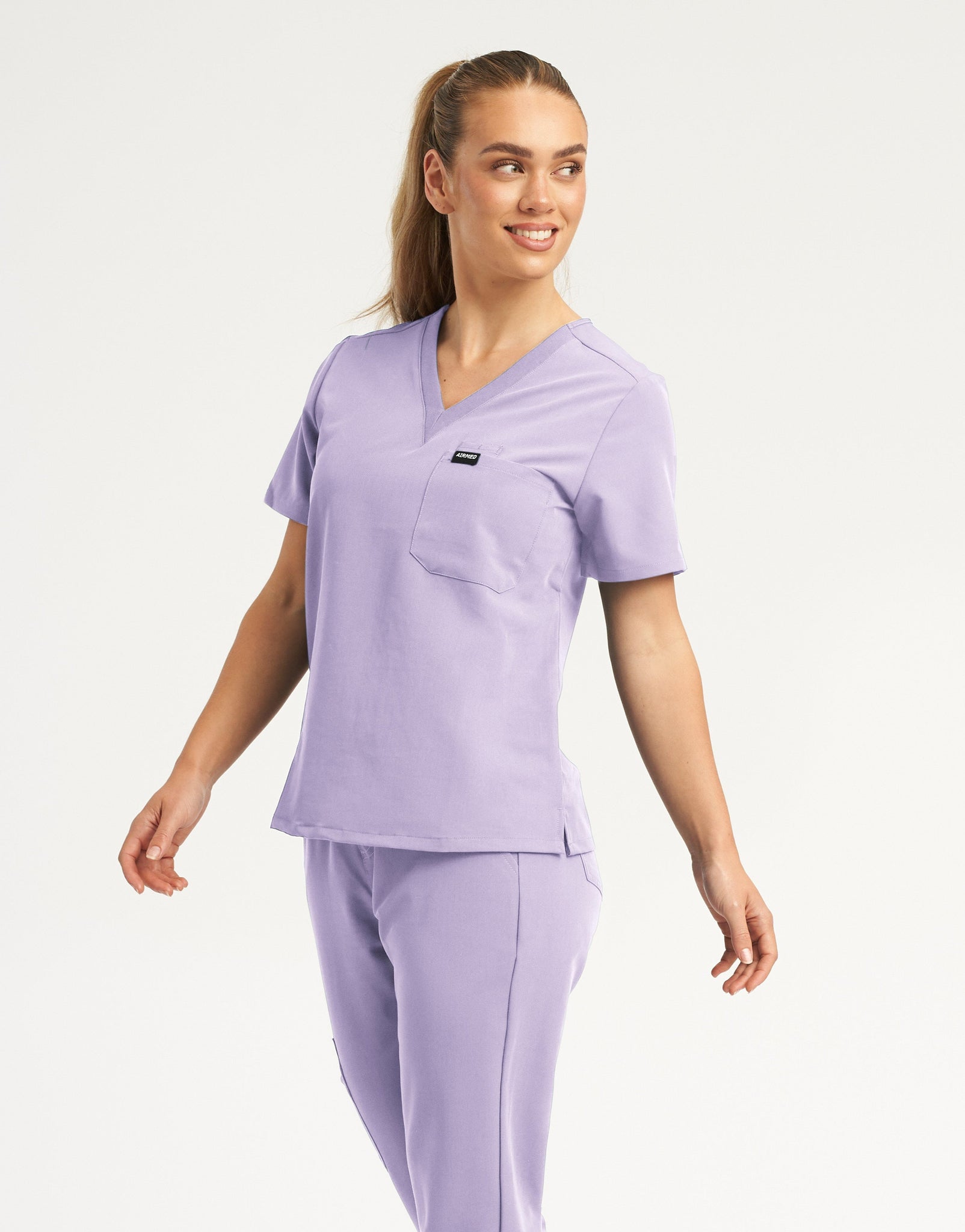 Essential One Pocket V Neck Scrub Top - Pastel Lilac