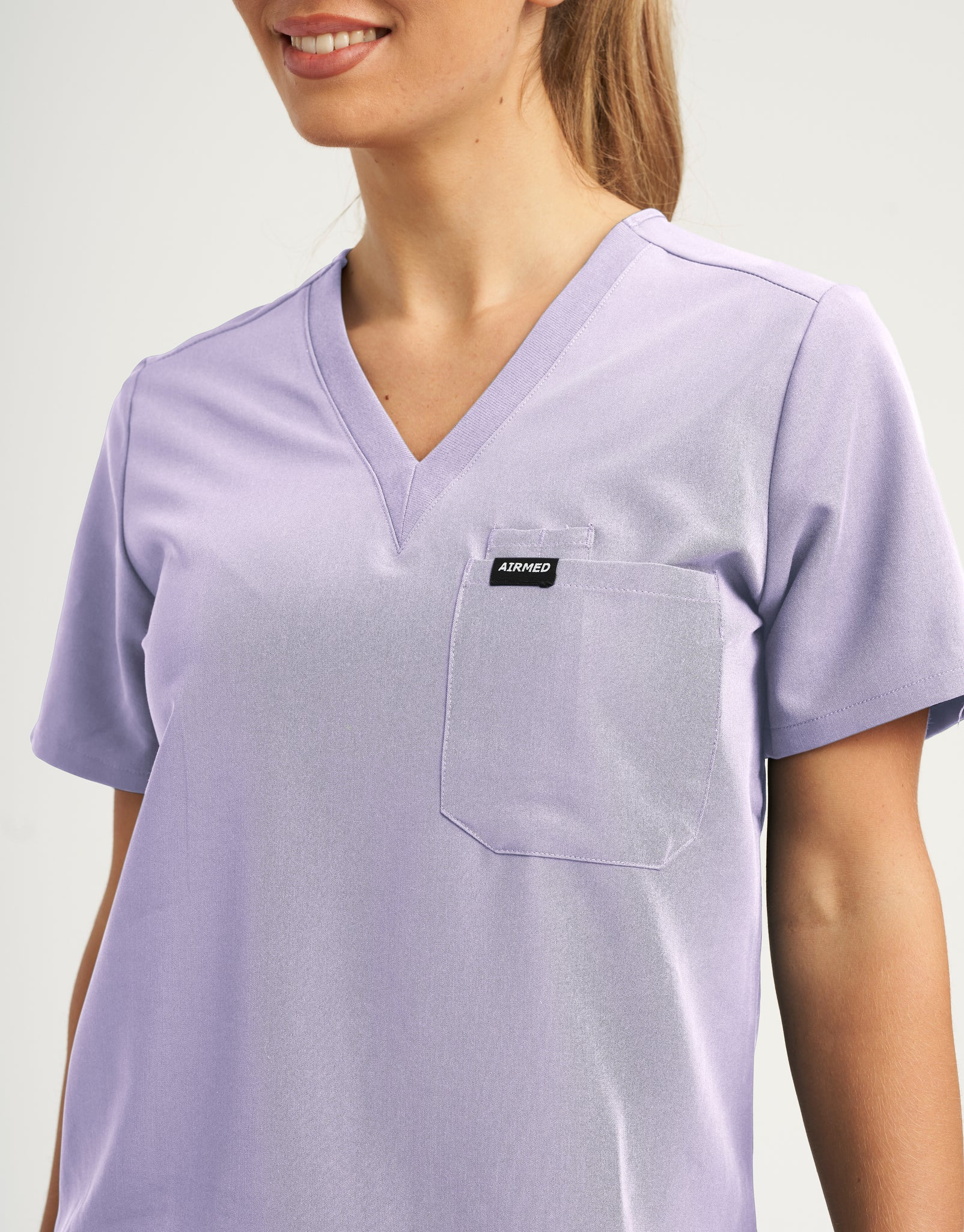 Essential One Pocket V Neck Scrub Top - Pastel Lilac