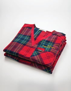 Essential One Pocket V Neck Scrub Top - Christmas Red Tartan