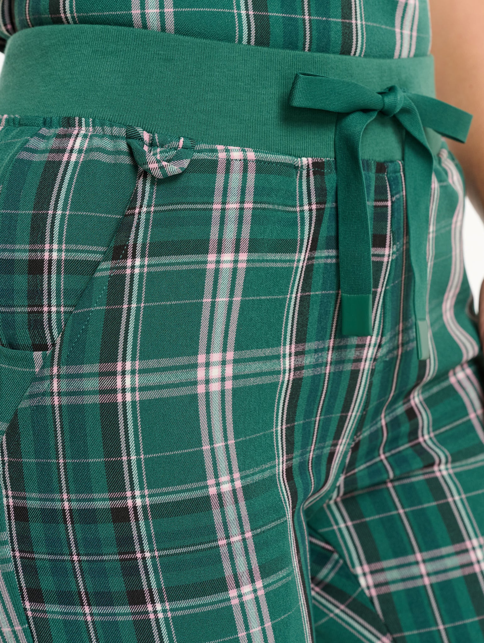 Essential Jogger Scrub Pants - Pink & Green Tartan