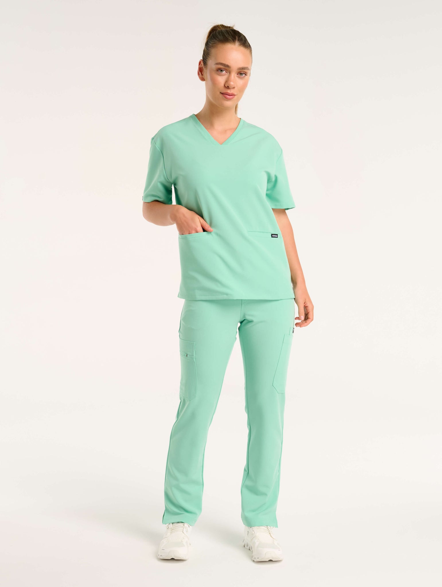 Essential V Neck Scrub Top - Ocean Mint