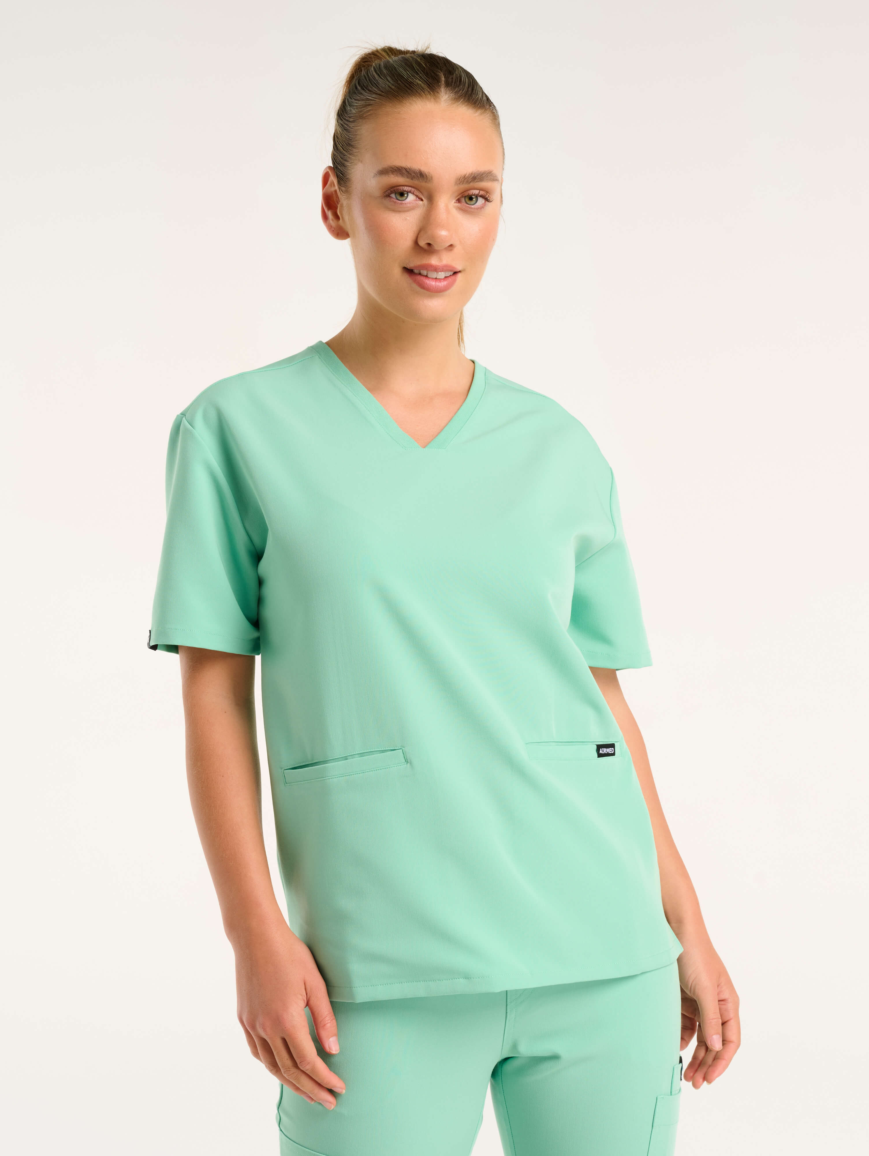 Essential V Neck Scrub Top - Ocean Mint