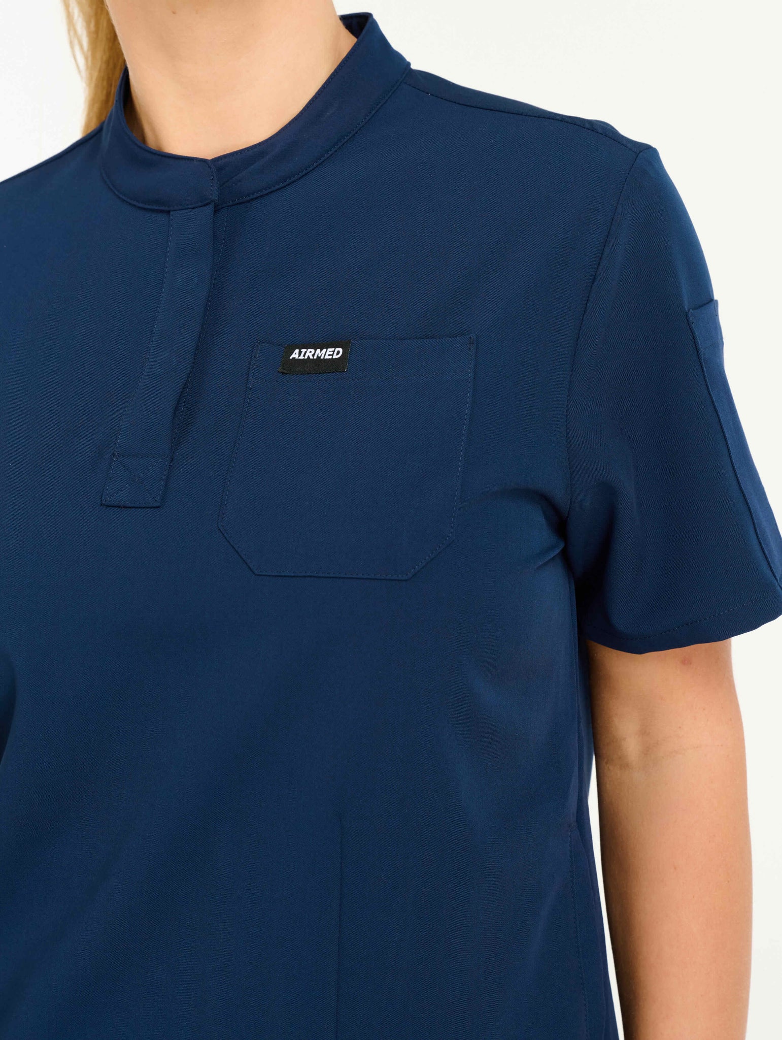Aspire Mock Neck Scrub Top - True Navy