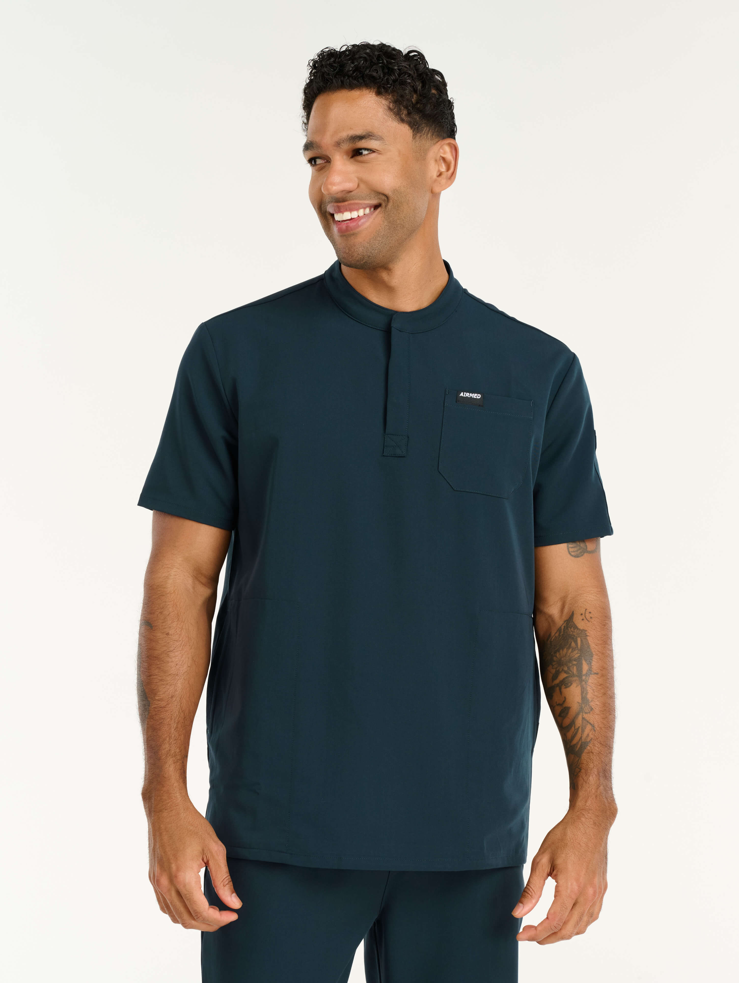Aspire Mock Neck Scrub Top - Midnight Navy