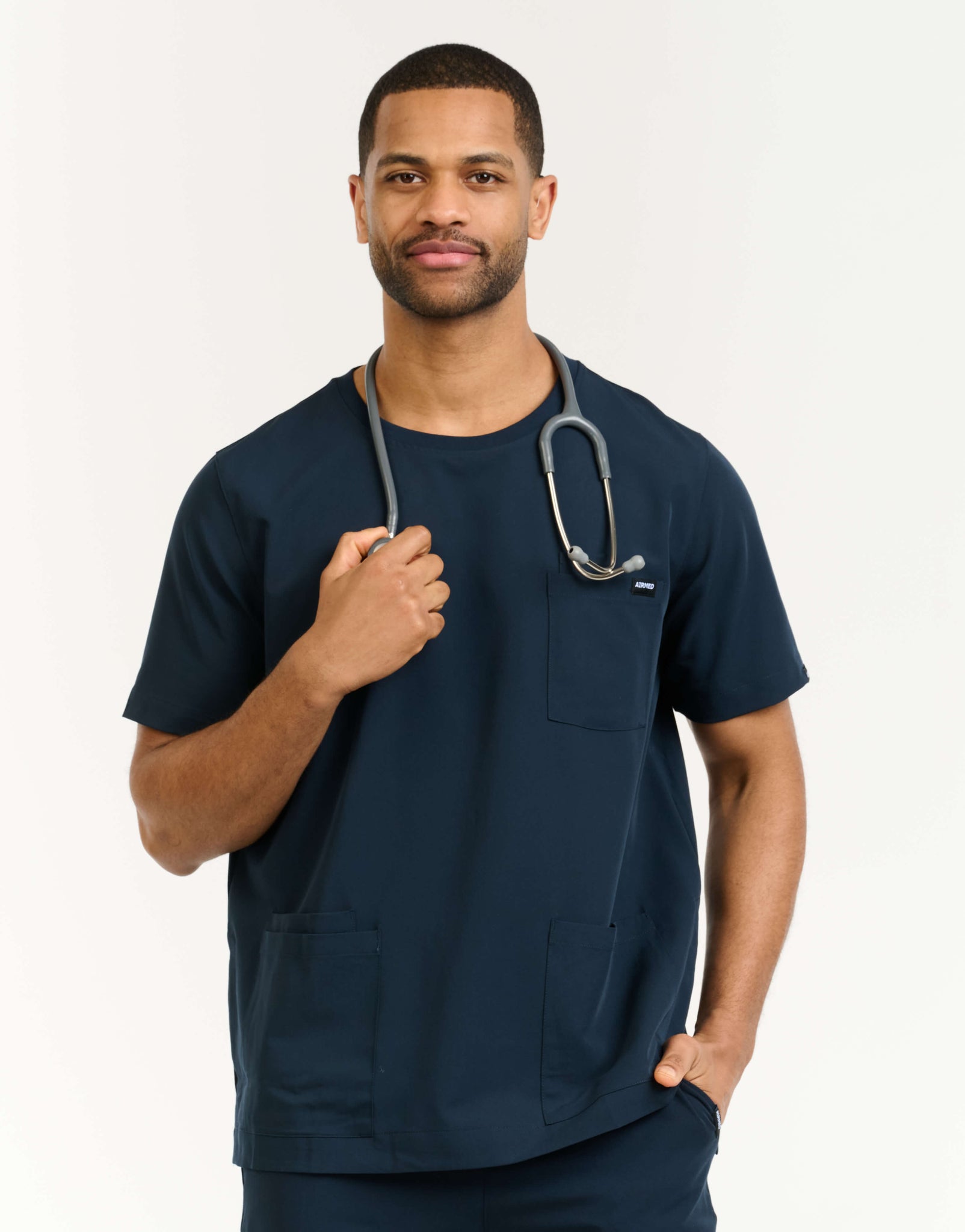 Essential Crewneck Scrub Top - Midnight Navy