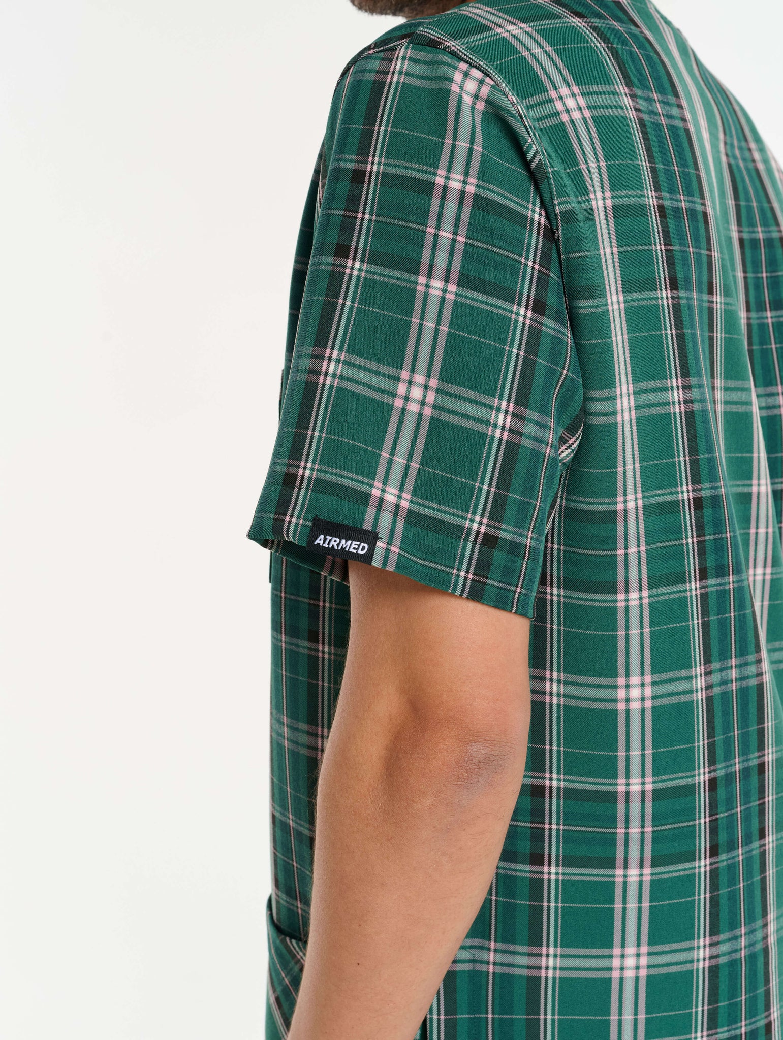 Essential Crewneck Scrub Top - Pink & Green Tartan