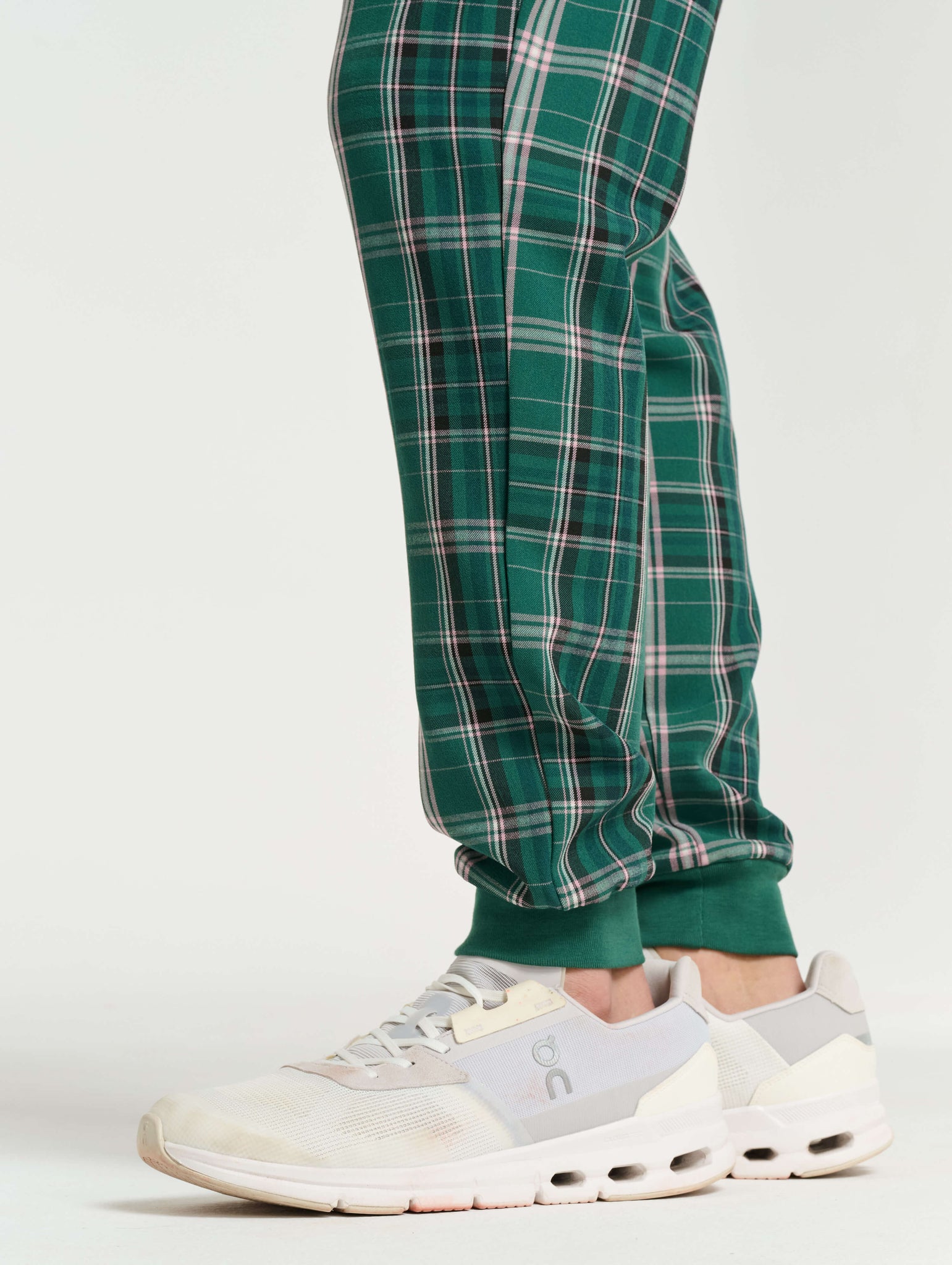 Essential Jogger Scrub Pants - Pink & Green Tartan