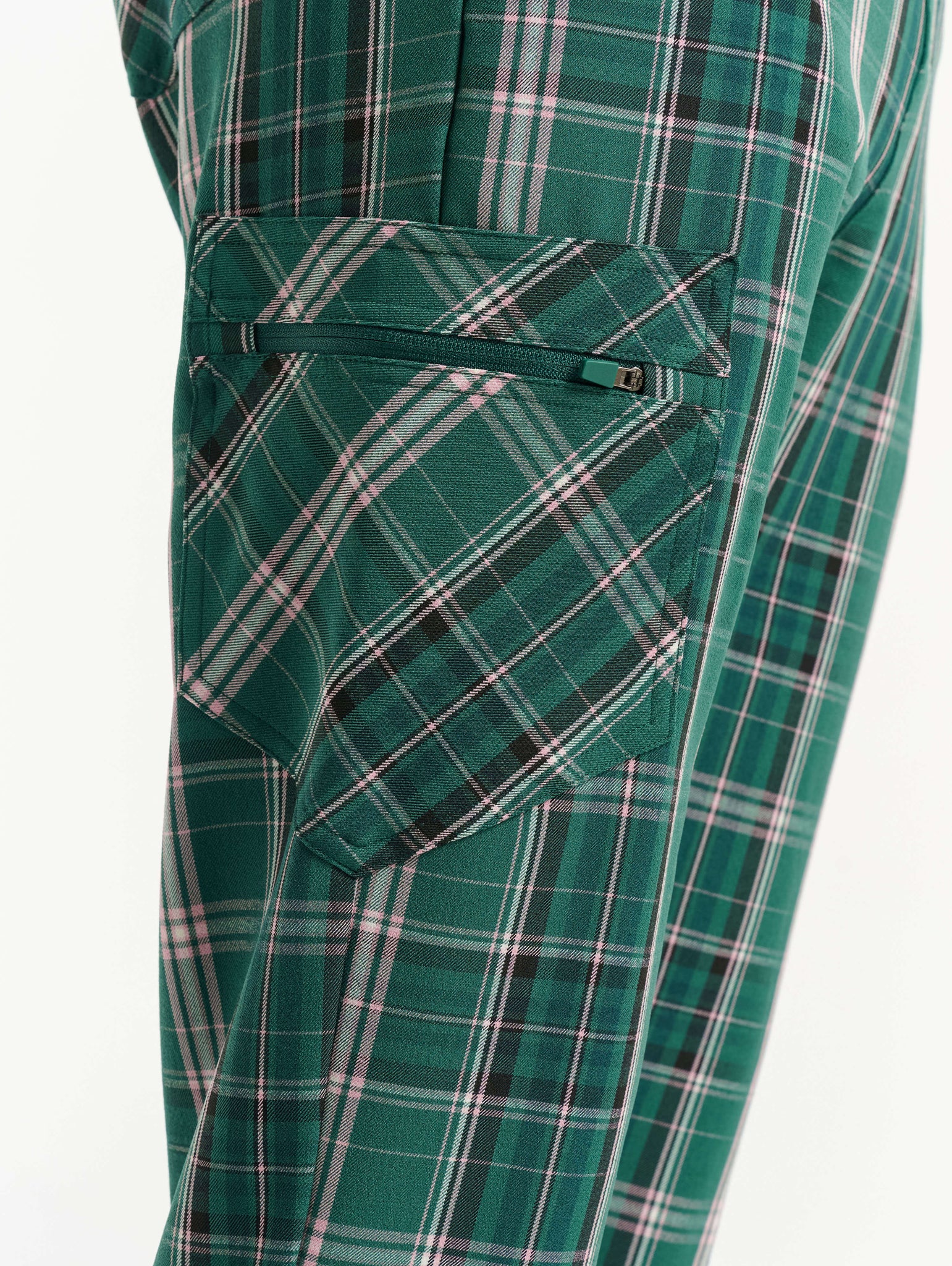 Essential Jogger Scrub Pants - Pink & Green Tartan