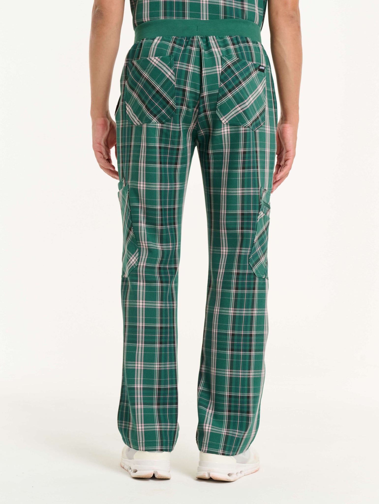 Essential Multi-Pocket Scrub Pants - Pink & Green Tartan