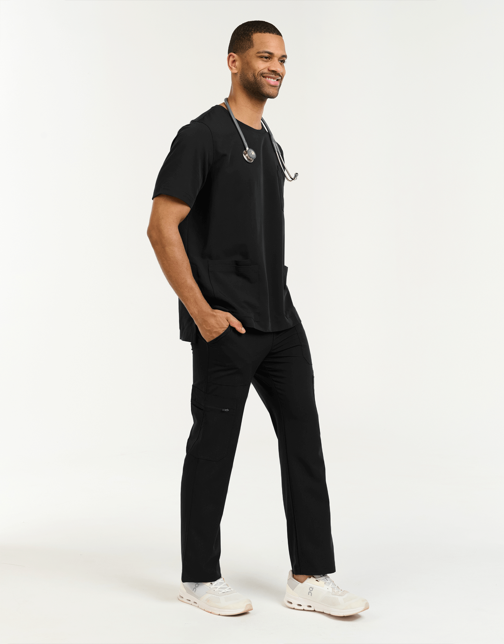 Essential Multi-Pocket Scrub Pants - Black