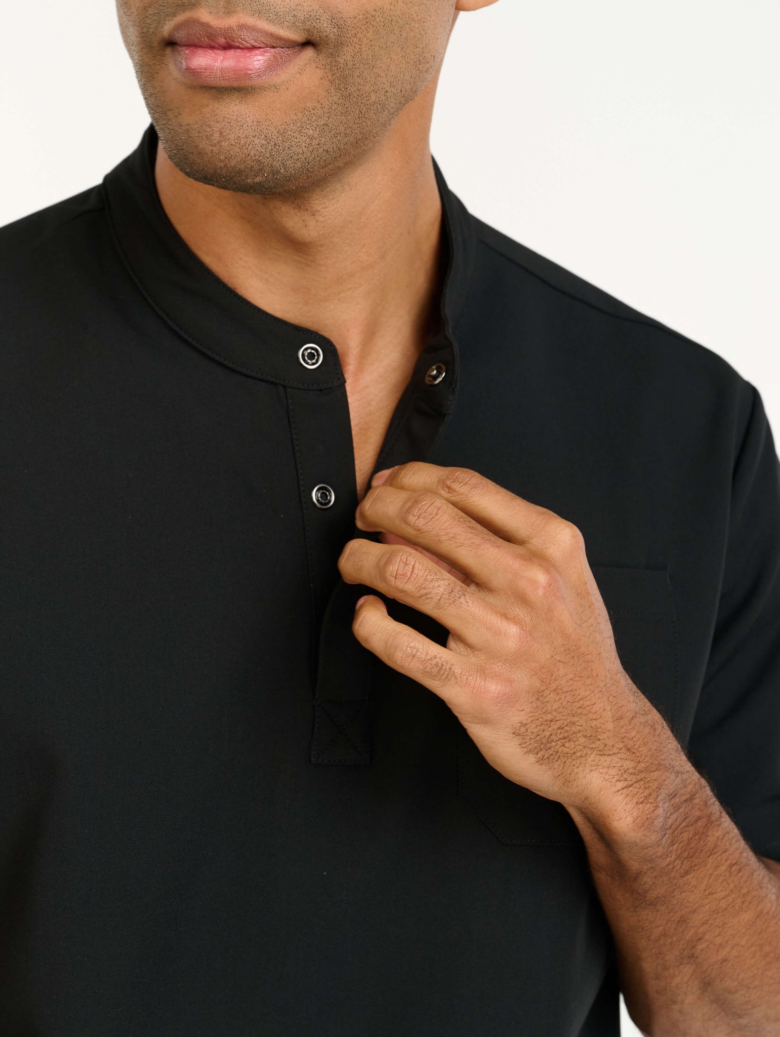 Aspire Mock Neck Scrub Top - Black