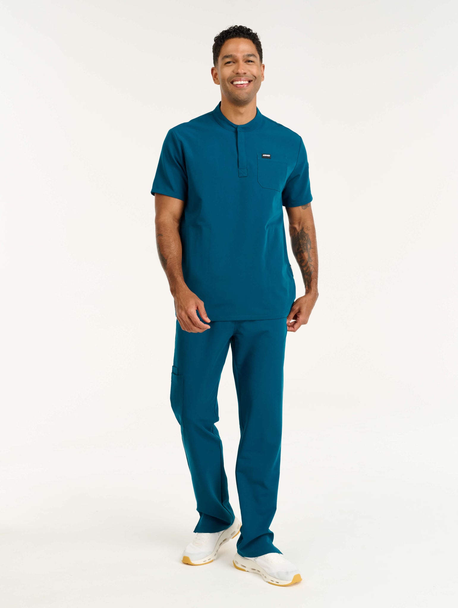 Aspire Mock Neck Scrub Top - Gibraltar Blue
