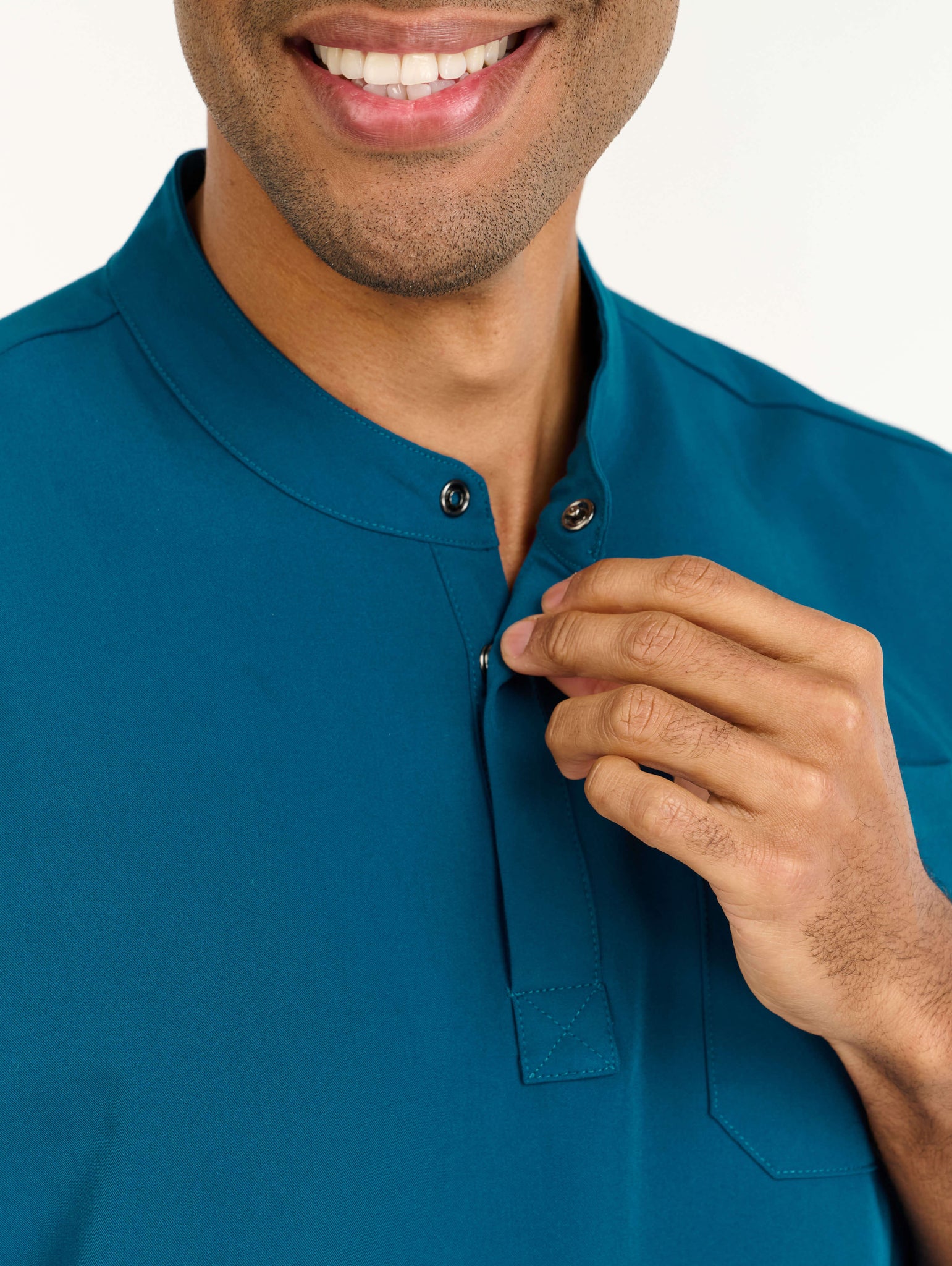 Aspire Mock Neck Scrub Top - Gibraltar Blue