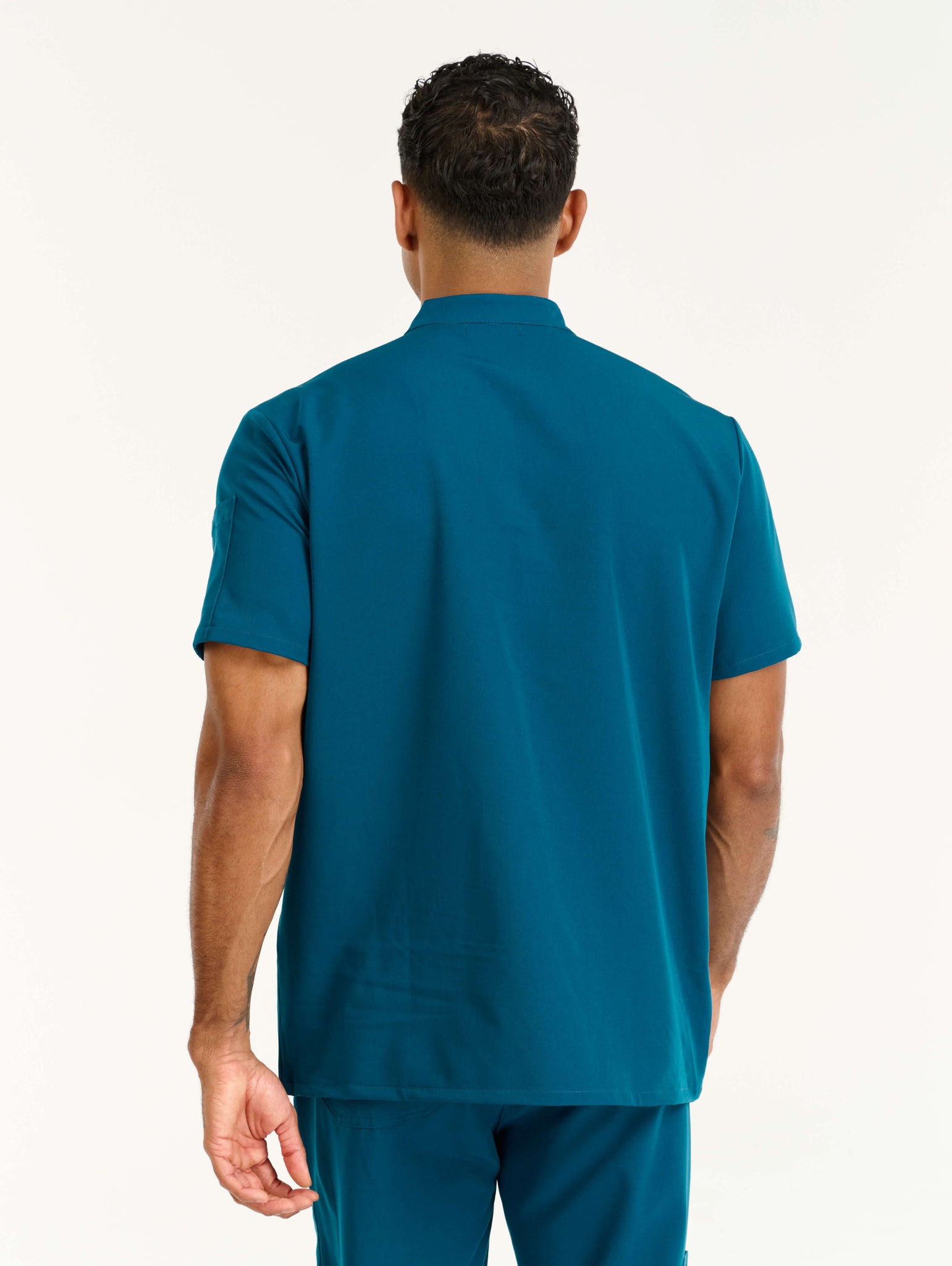 Aspire Mock Neck Scrub Top - Gibraltar Blue