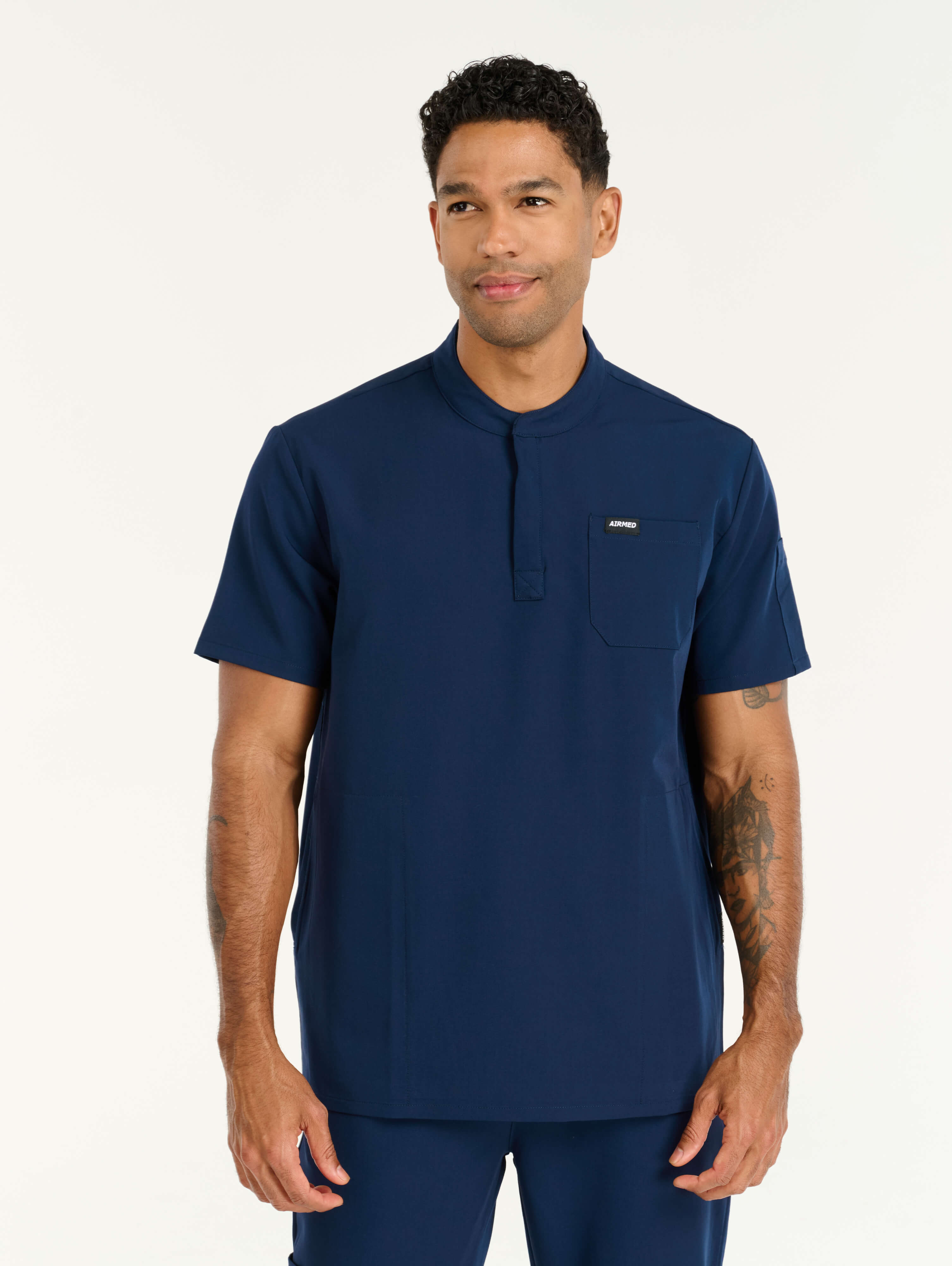 Aspire Mock Neck Scrub Top - True Navy
