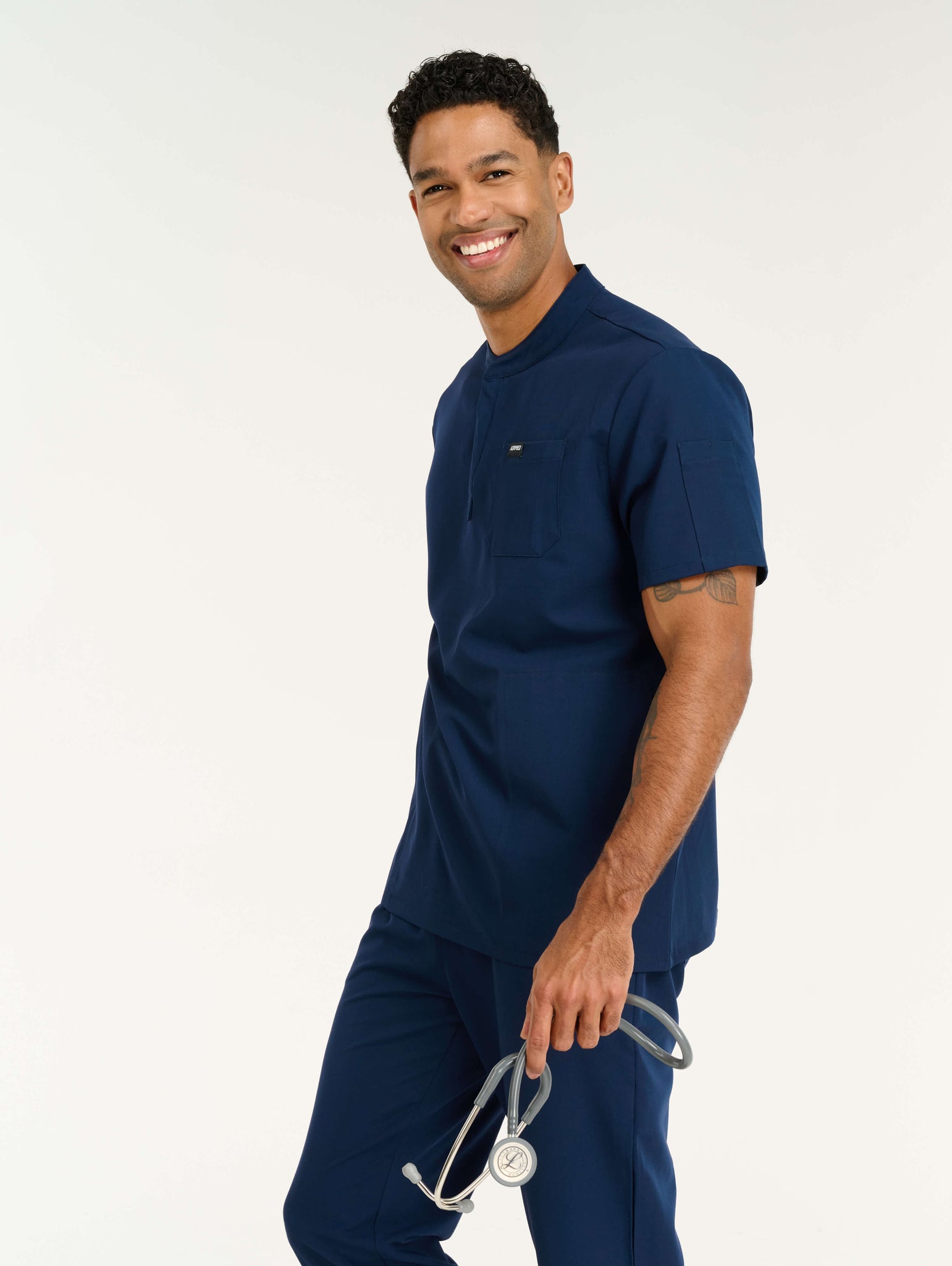 Aspire Mock Neck Scrub Top - True Navy