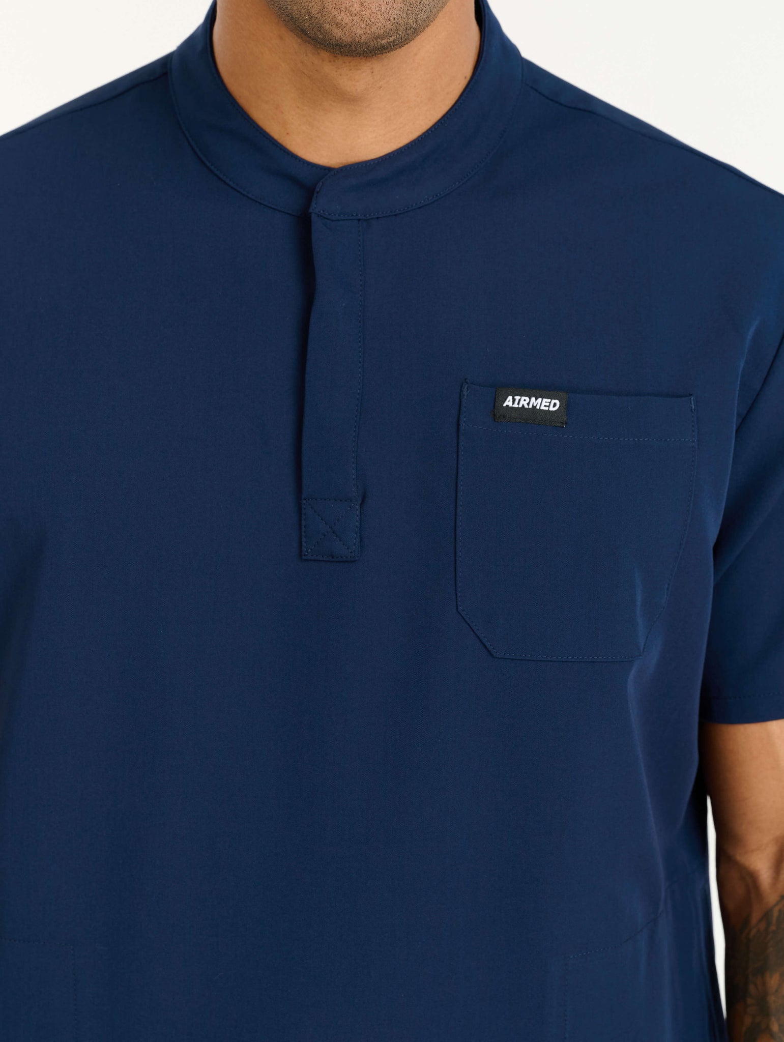 Aspire Mock Neck Scrub Top - True Navy