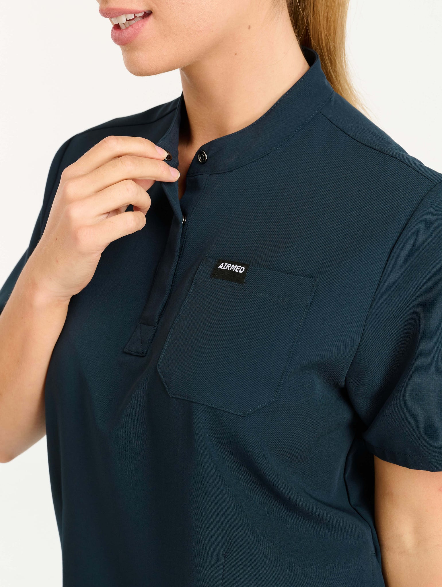 Aspire Mock Neck Scrub Top - Midnight Navy