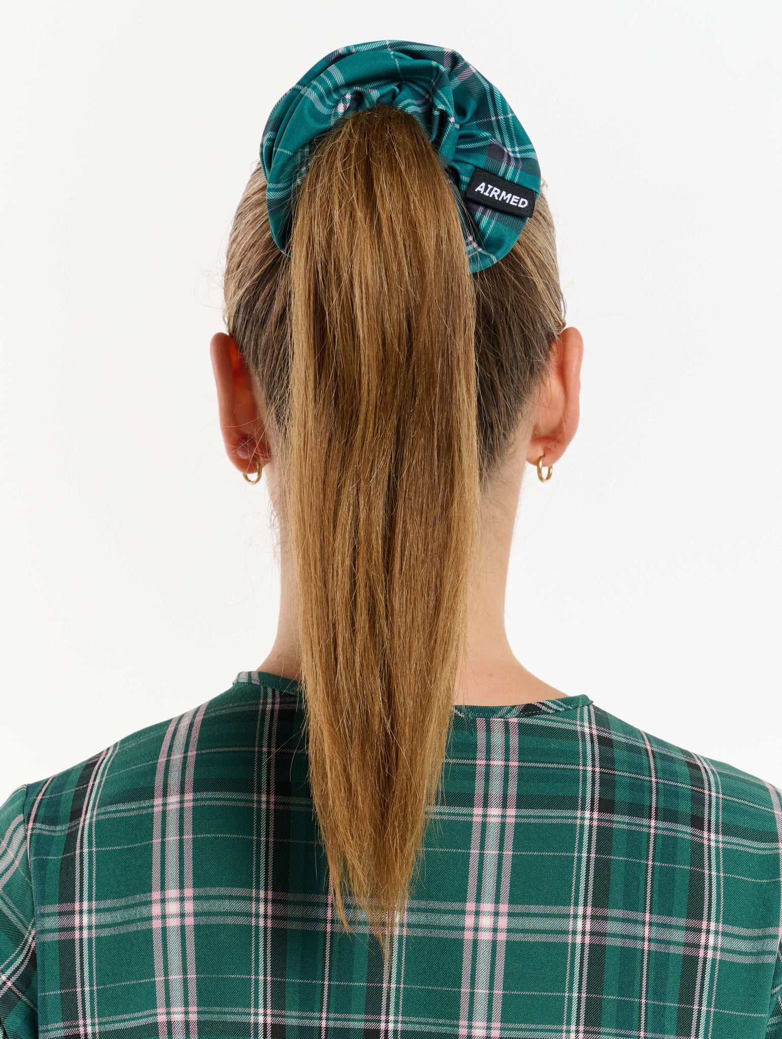 Essential Hair Scrunchie - Pink & Green Tartan