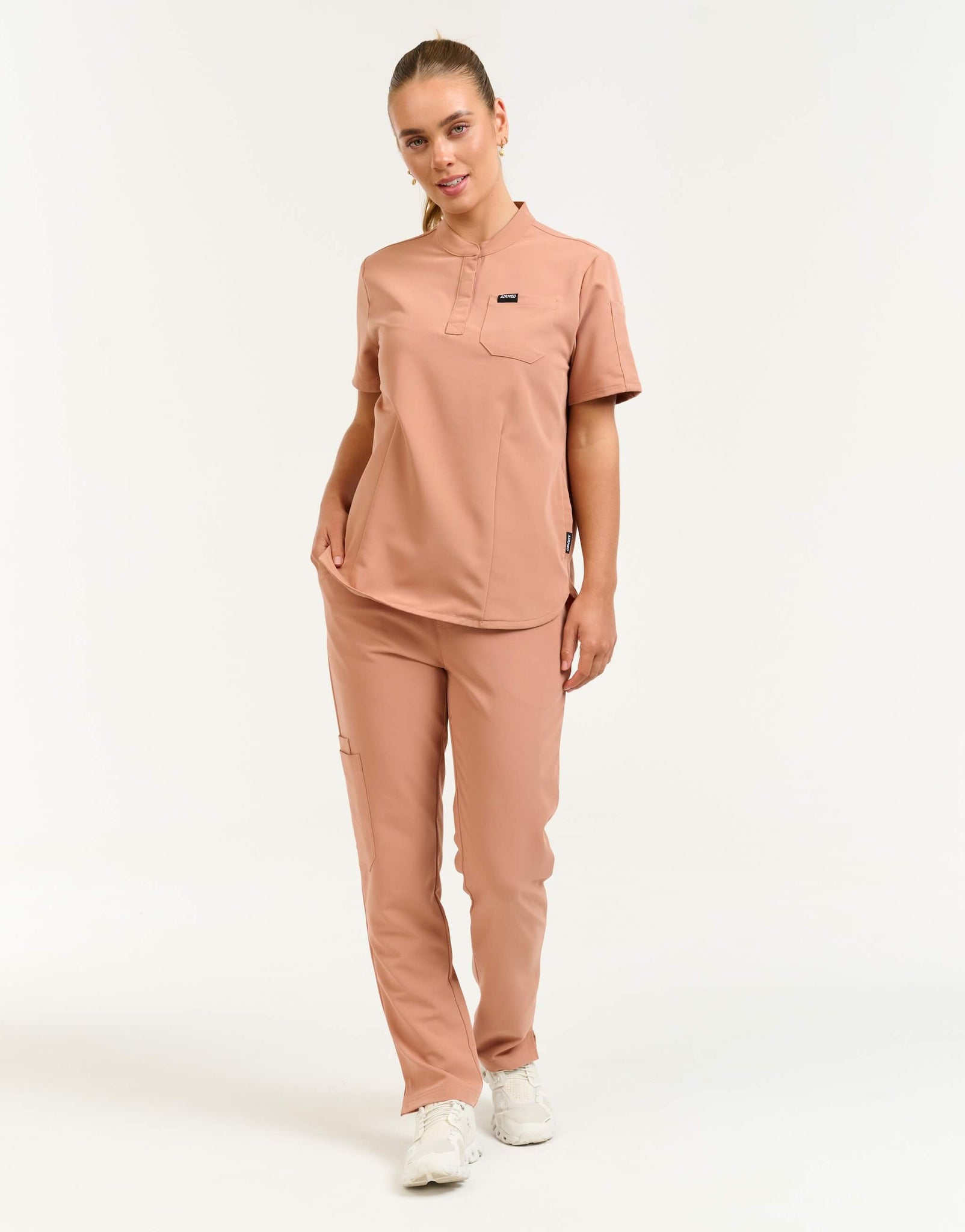 Aspire Mock Neck Scrub Top - Canyon Clay