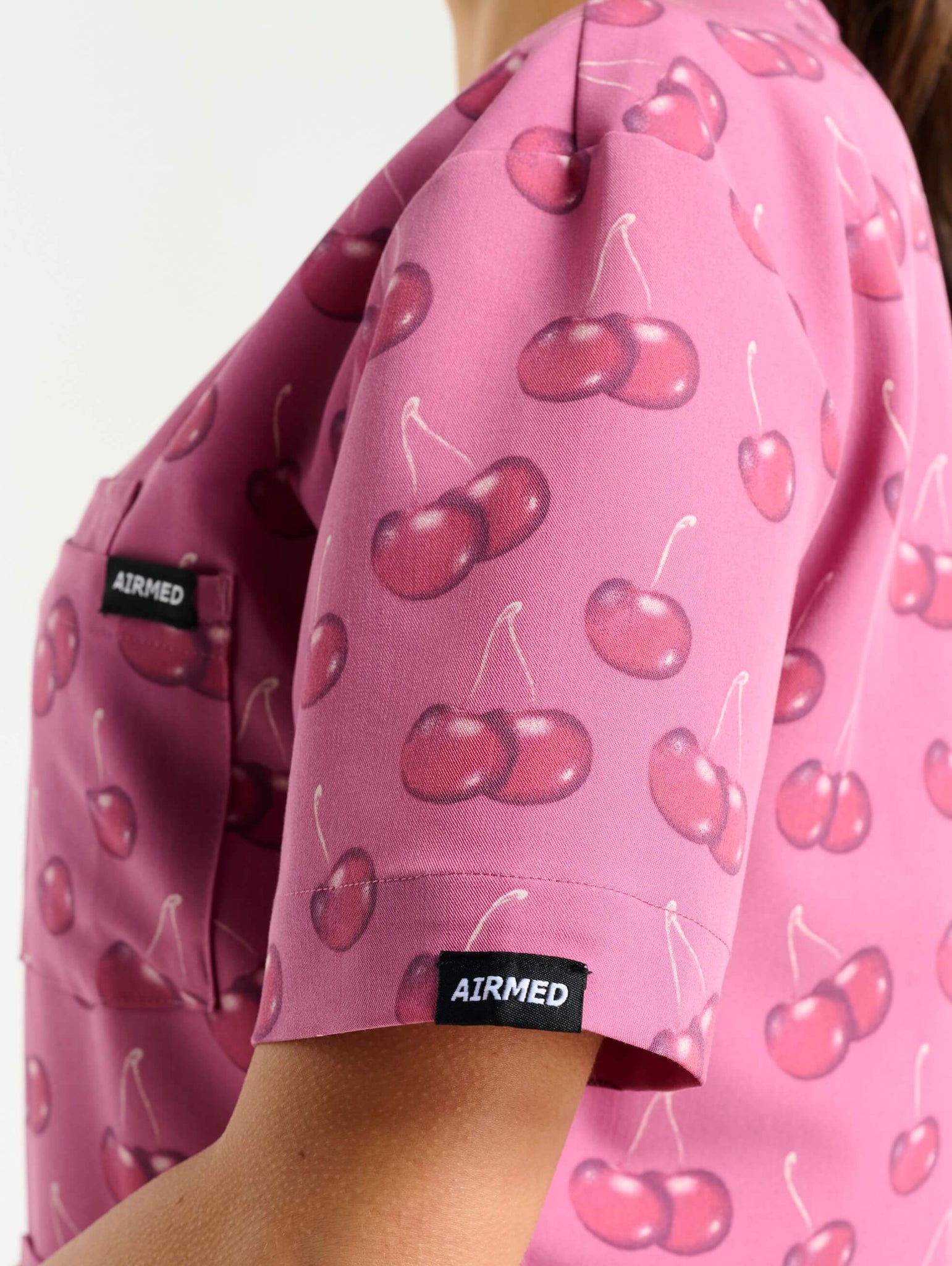Essential Crewneck Scrub Top - Cherry Print