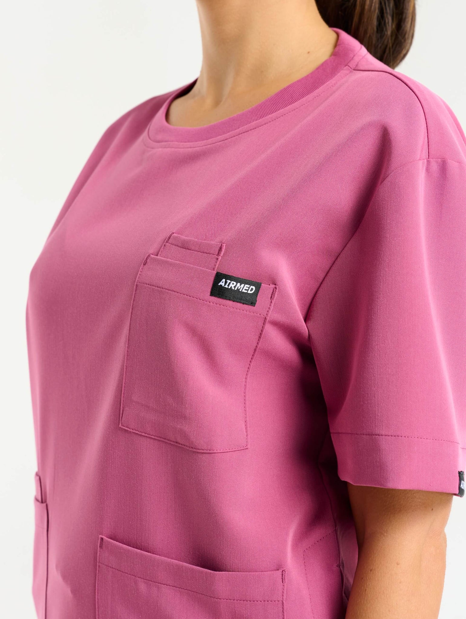 Essential Crewneck Scrub Top - Red Violet