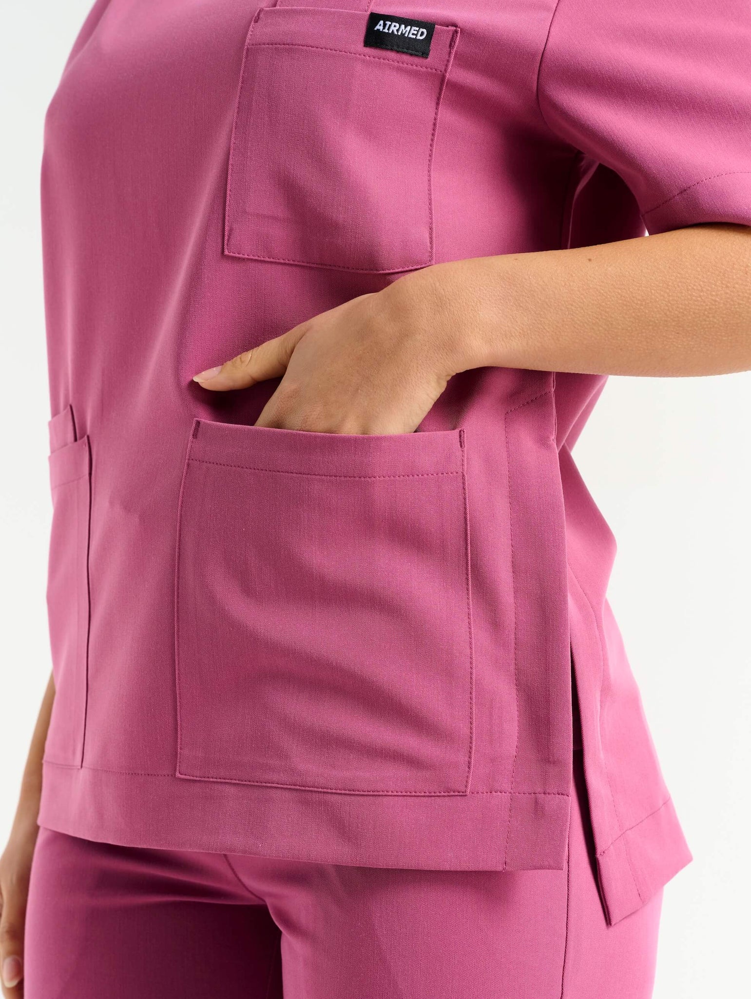 Essential Crewneck Scrub Top - Red Violet