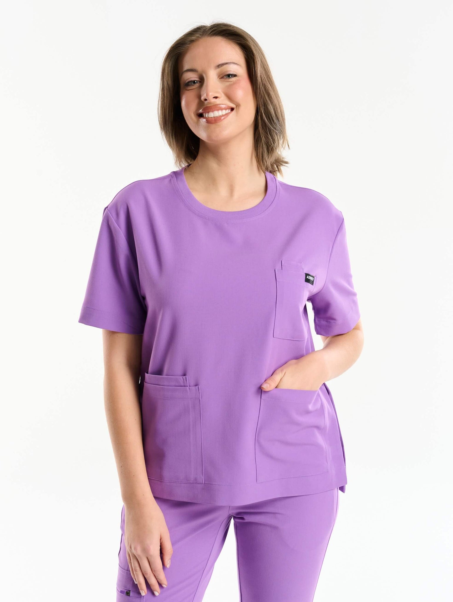 Essential Crewneck Scrub Top - Wisteria Purple