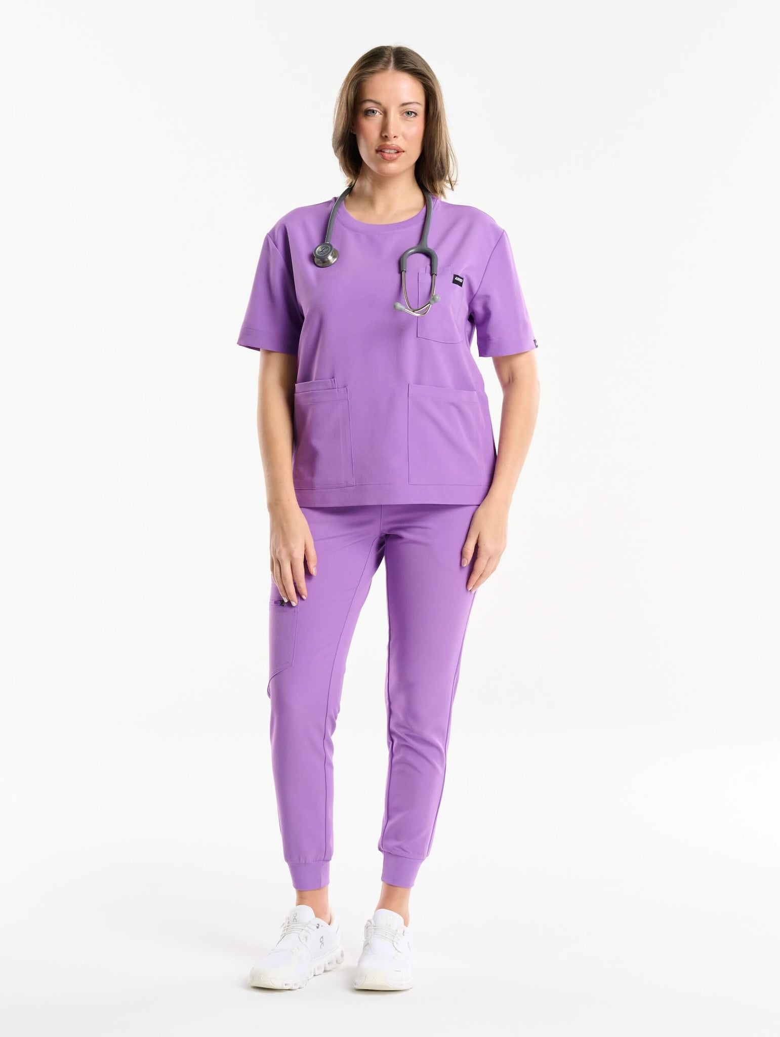 Essential Crewneck Scrub Top - Wisteria Purple