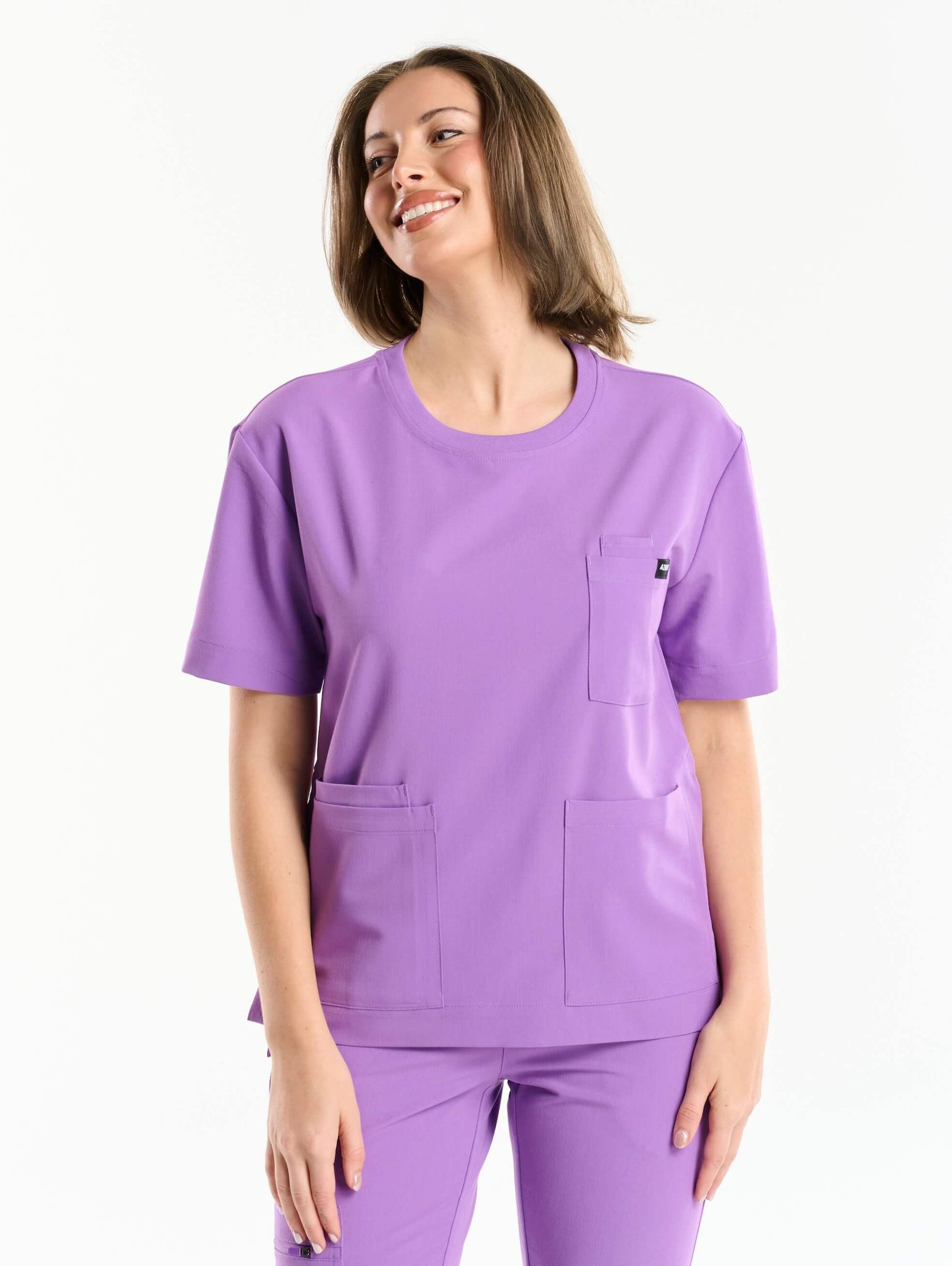 Essential Crewneck Scrub Top - Wisteria Purple