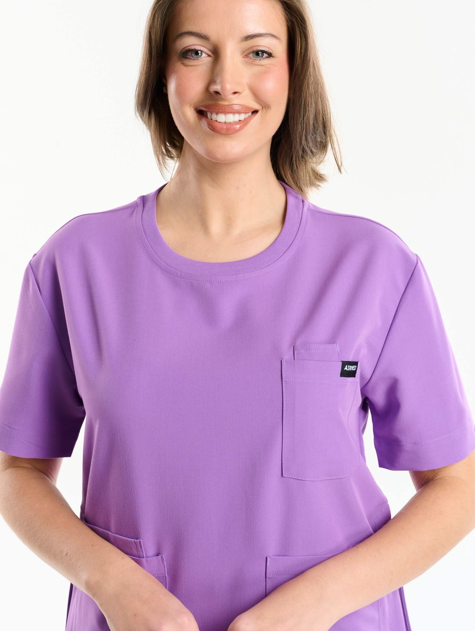 Essential Crewneck Scrub Top - Wisteria Purple