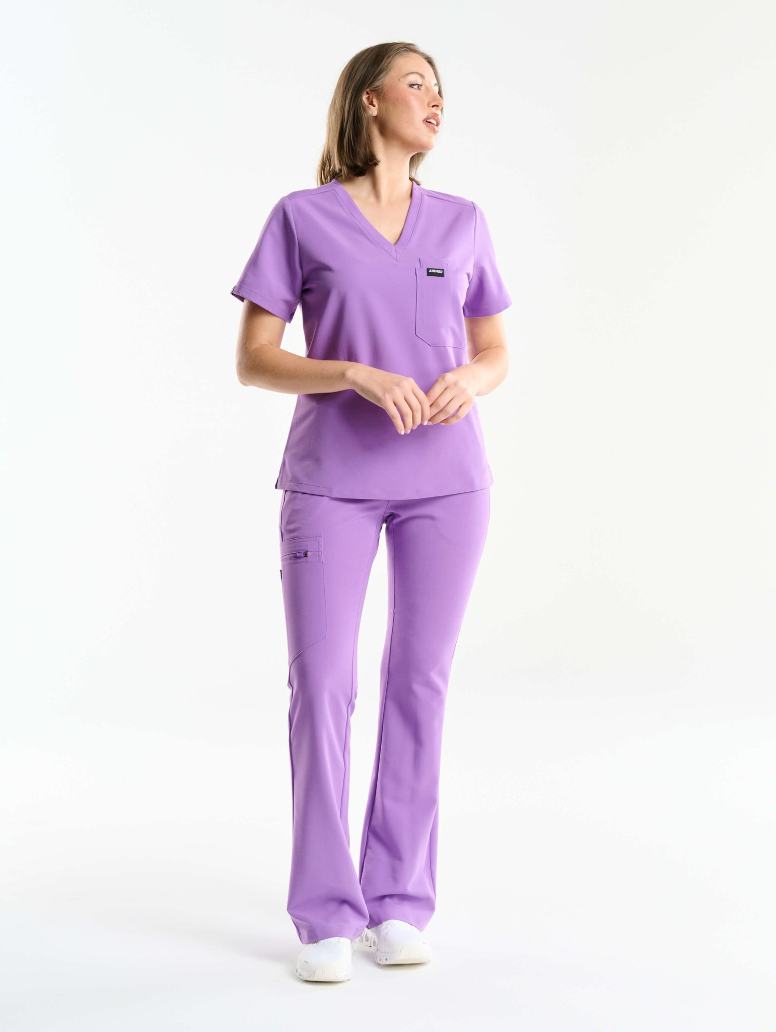 Essential One Pocket V Neck Scrub Top - Wisteria Purple