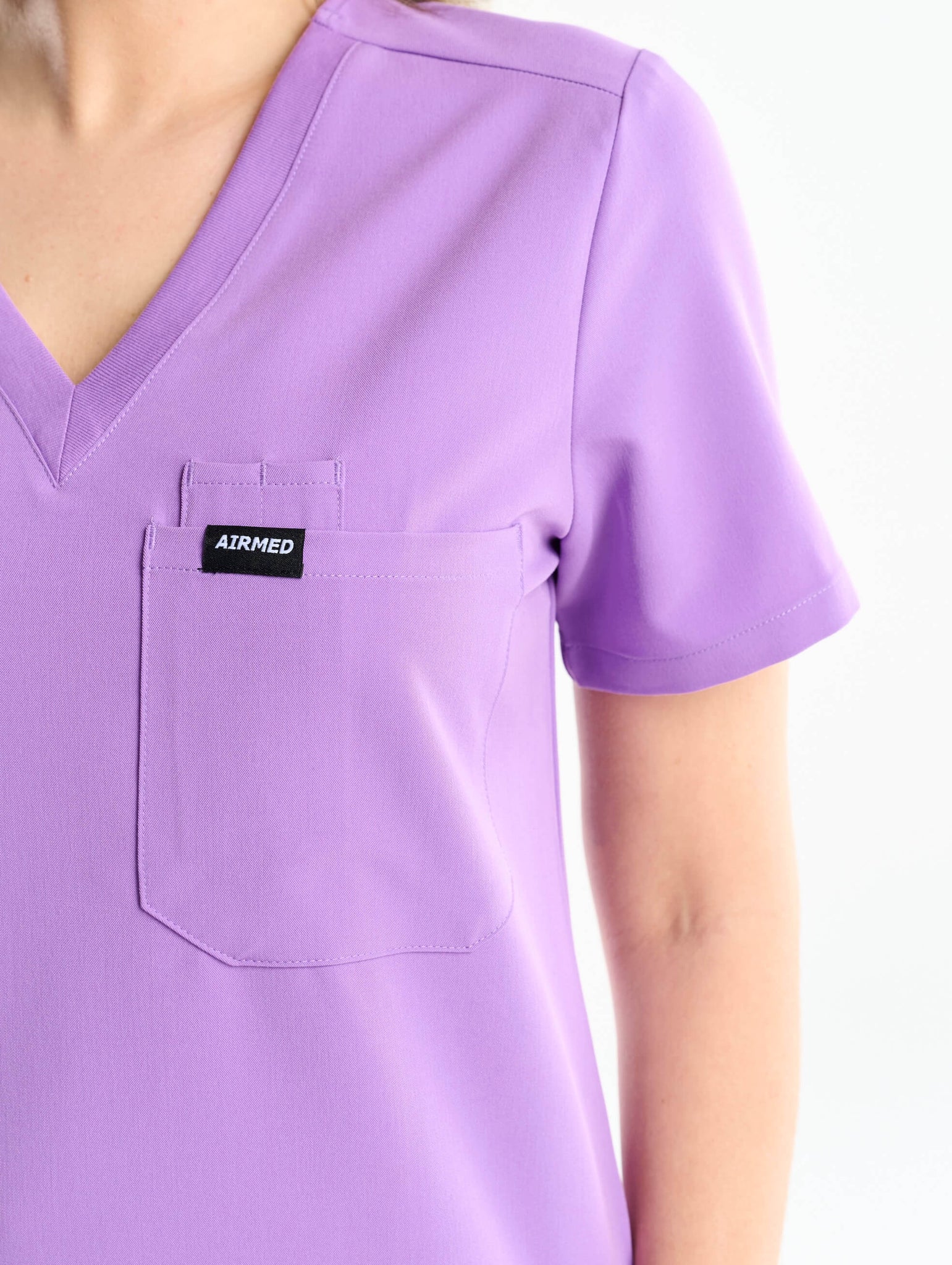 Essential One Pocket V Neck Scrub Top - Wisteria Purple