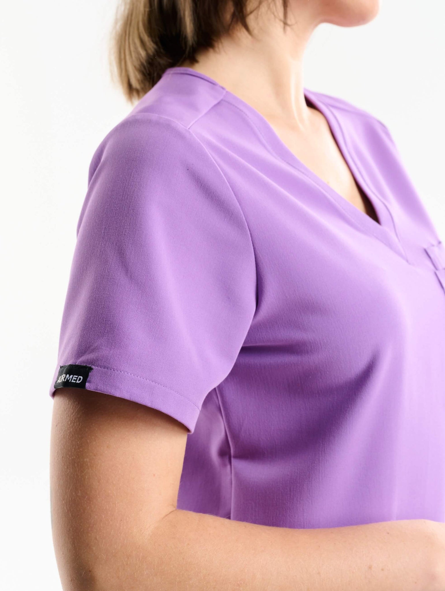 Essential One Pocket V Neck Scrub Top - Wisteria Purple