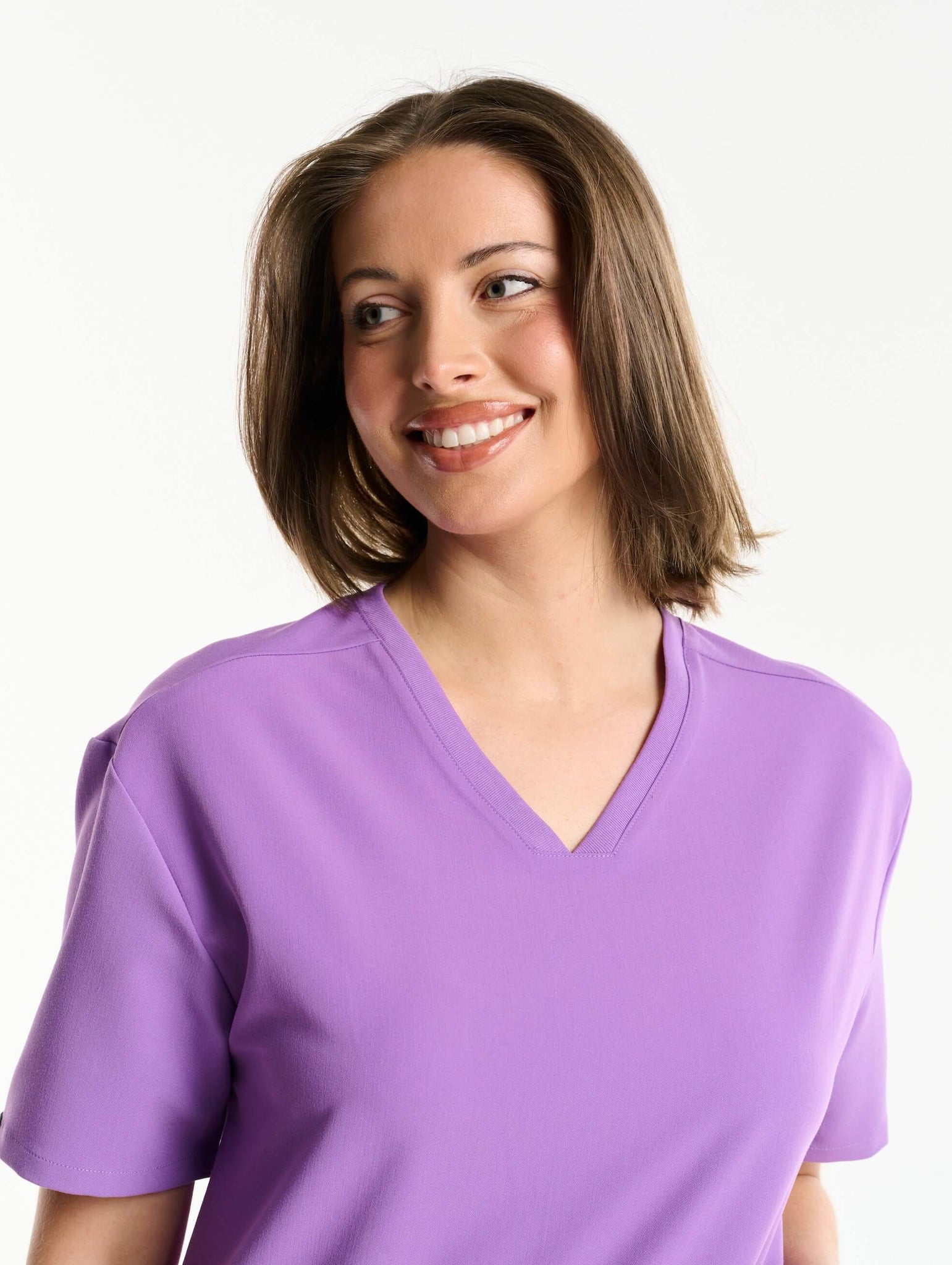 Essential V Neck Scrub Top - Wisteria Purple