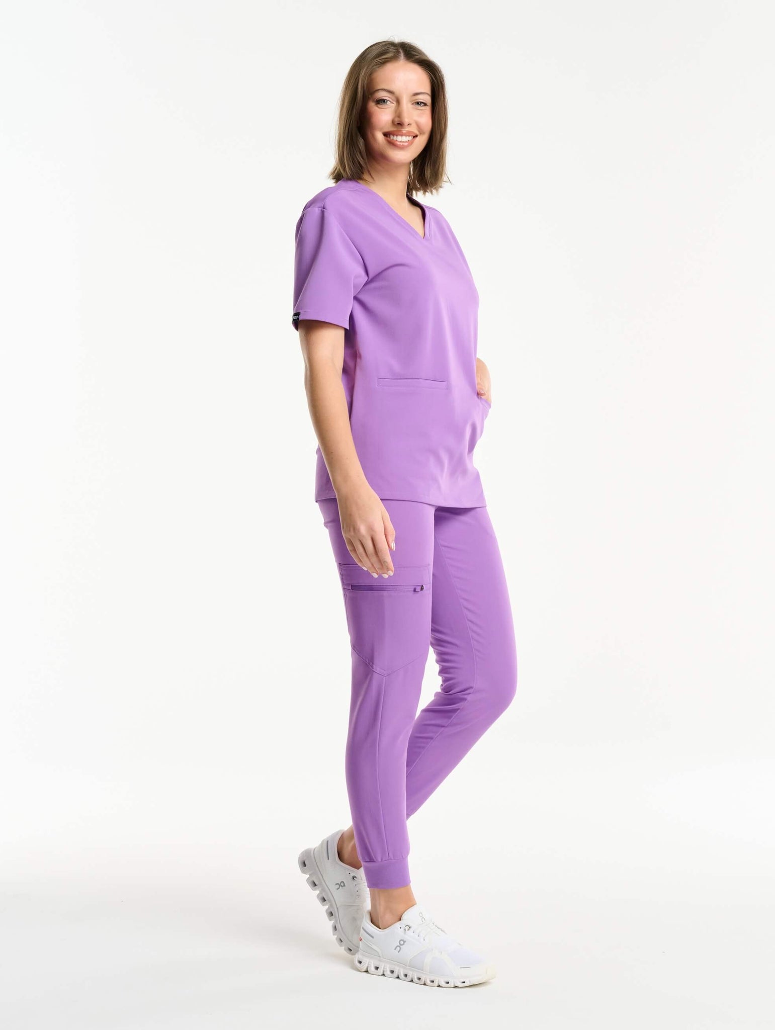 Essential V Neck Scrub Top - Wisteria Purple
