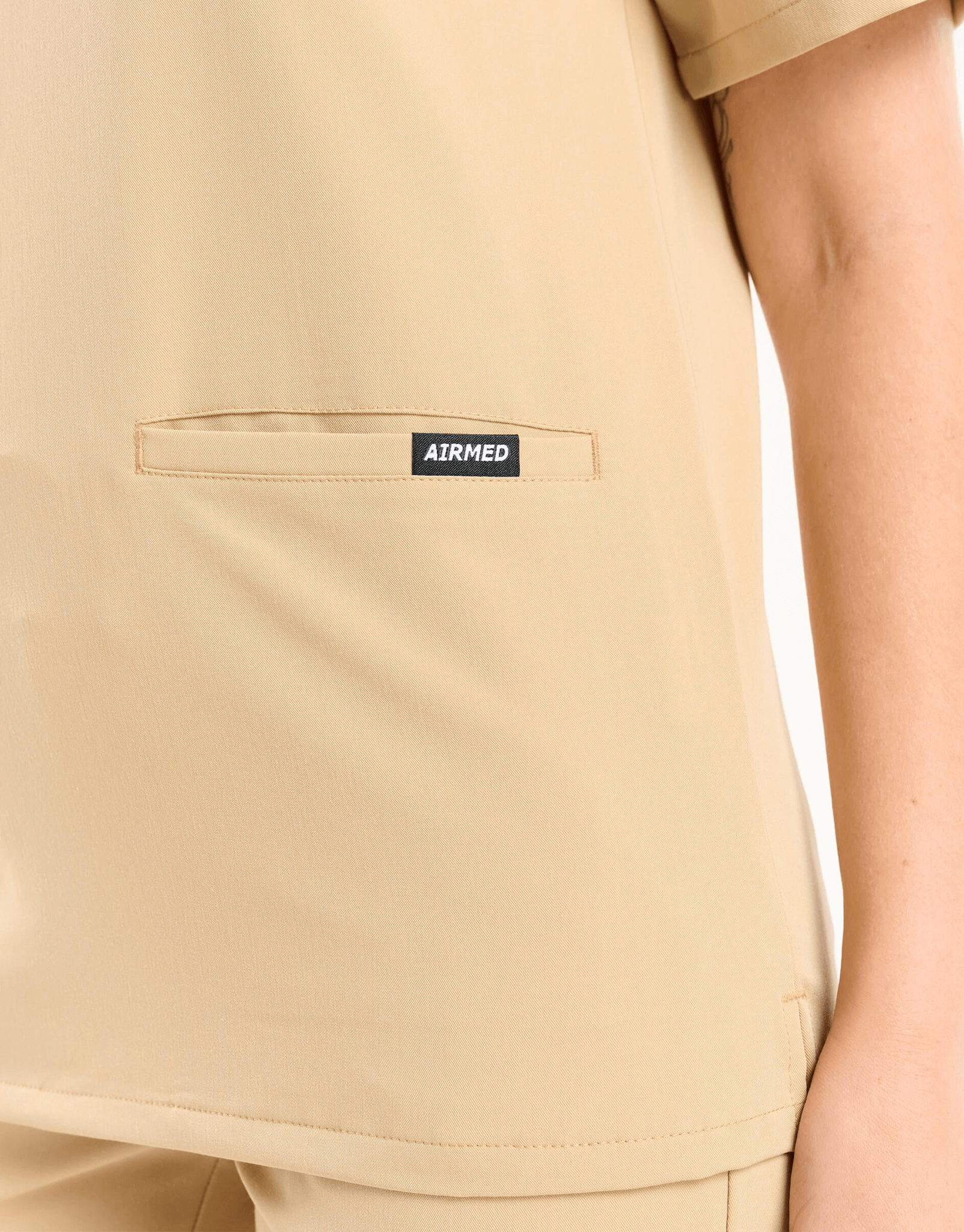 Essential V Neck Scrub Top - Warm Sand